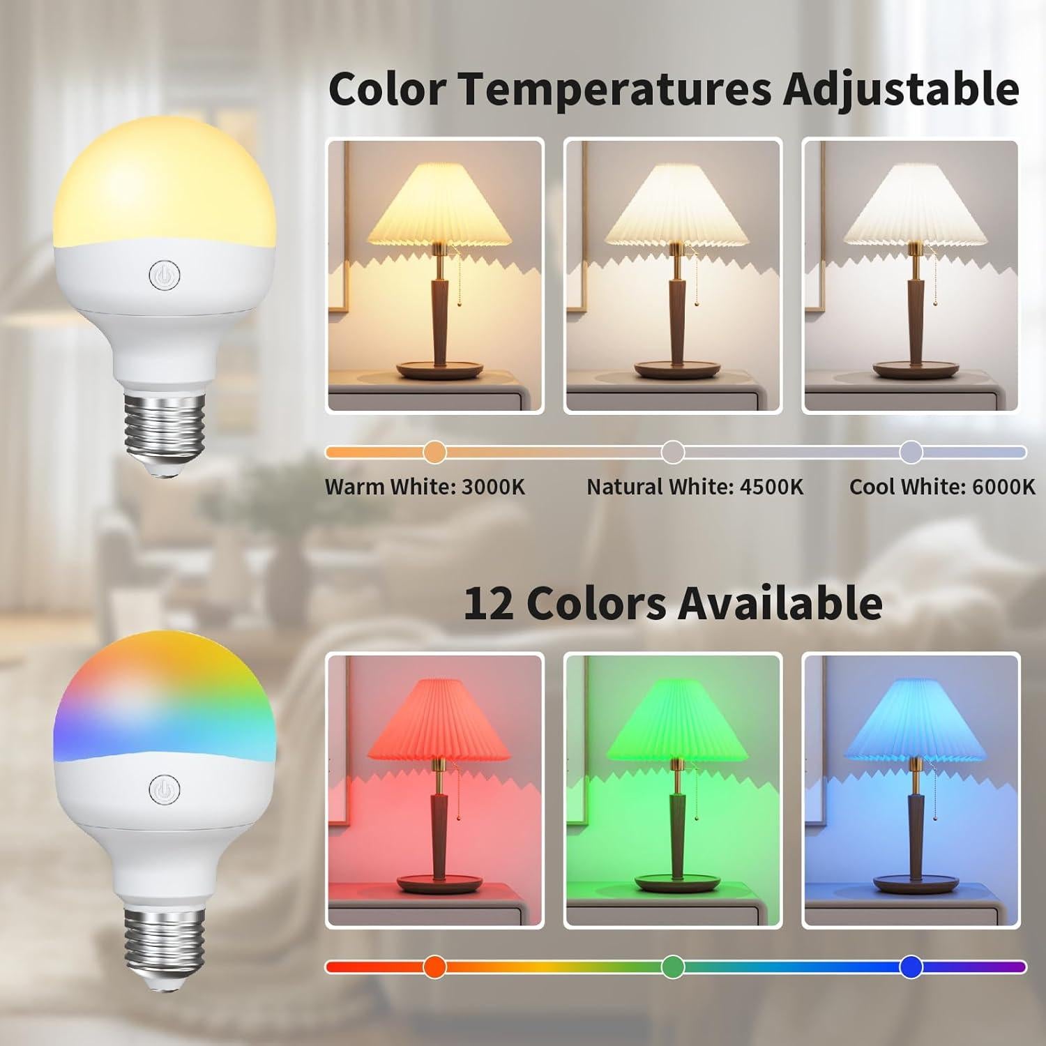 Bombillas Recargables Histar E26 RGB 2500mAh 2 Paquete