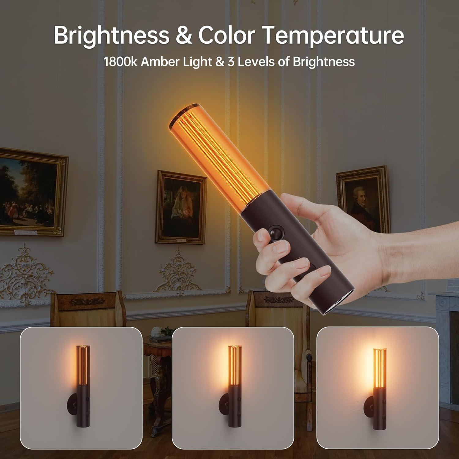 Luz Nocturna LED Koopala con Sensor de Movimiento, Batería Recargable, 3 Modos y 3 Brillos