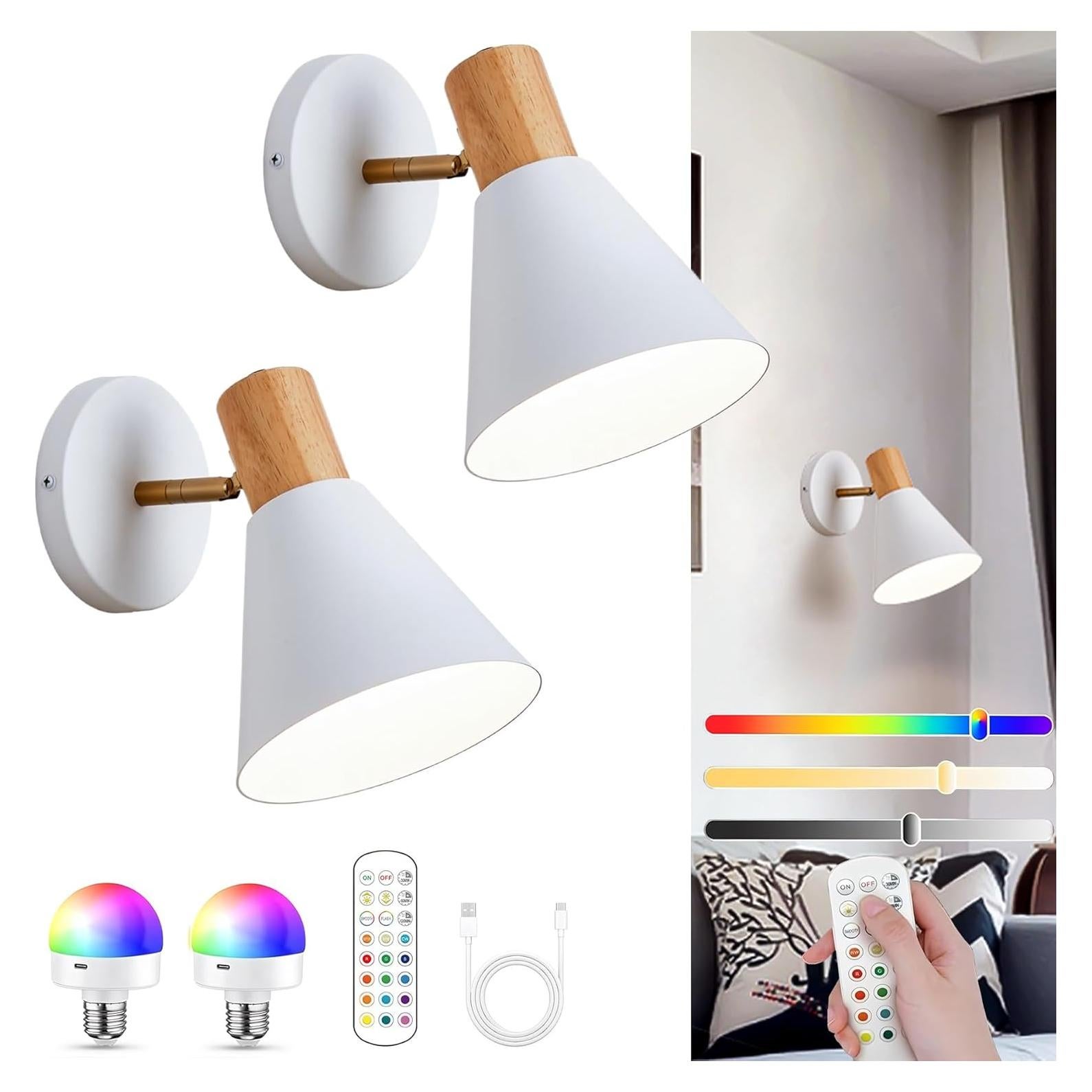 Juego de 2 Apliques de Pared Inalámbricos Vechoicy Blanco