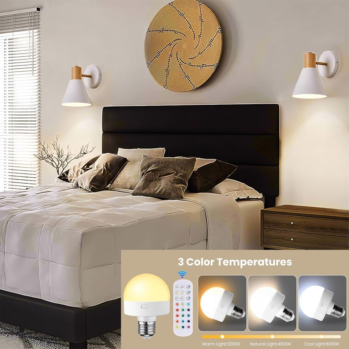 Juego de 2 Apliques de Pared Inalámbricos Vechoicy Blanco