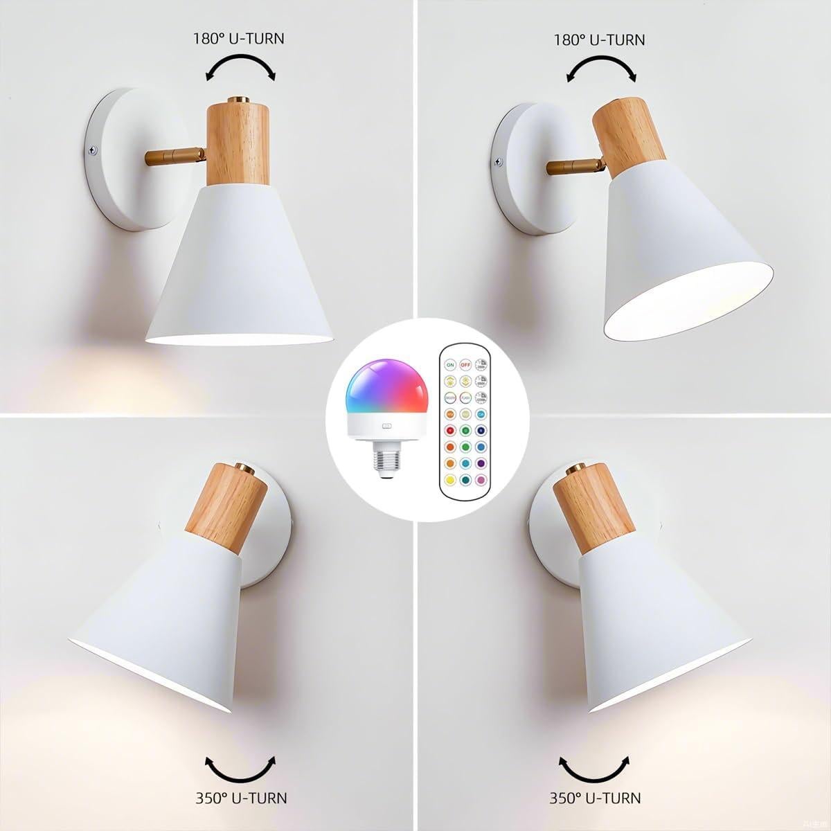 Juego de 2 Apliques de Pared Inalámbricos Vechoicy Blanco