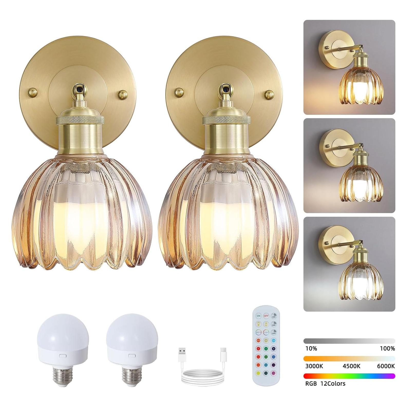 Aplique de Pared Inalámbrico LAPMUNG Ámbar 2 Paquete LED