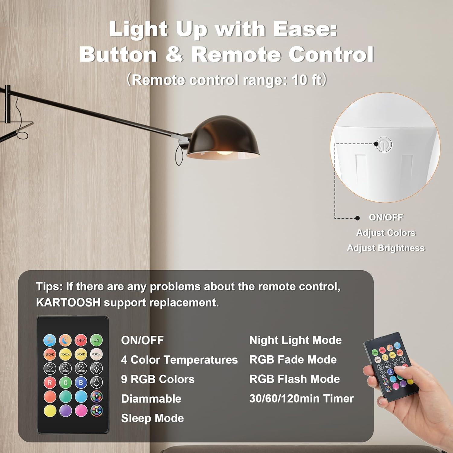 Bombillas LED recargables E26 KARTOOSH, 4 colores, control remoto