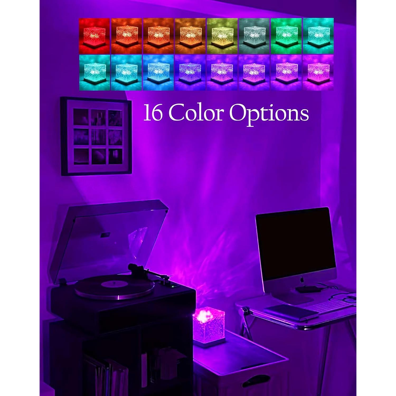 Lámpara de Lava Inalámbrica Deogos Cubo Proyector Luz 16 Colores