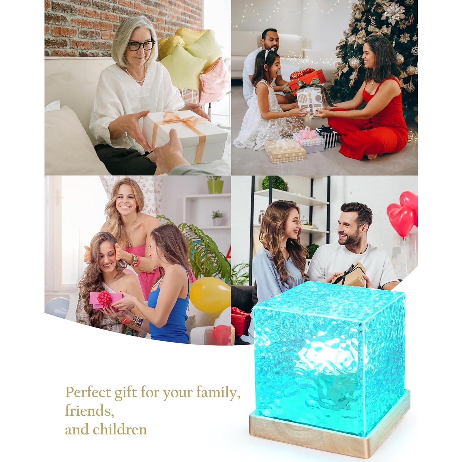 Lámpara de Lava Inalámbrica Deogos Cubo Proyector Luz 16 Colores