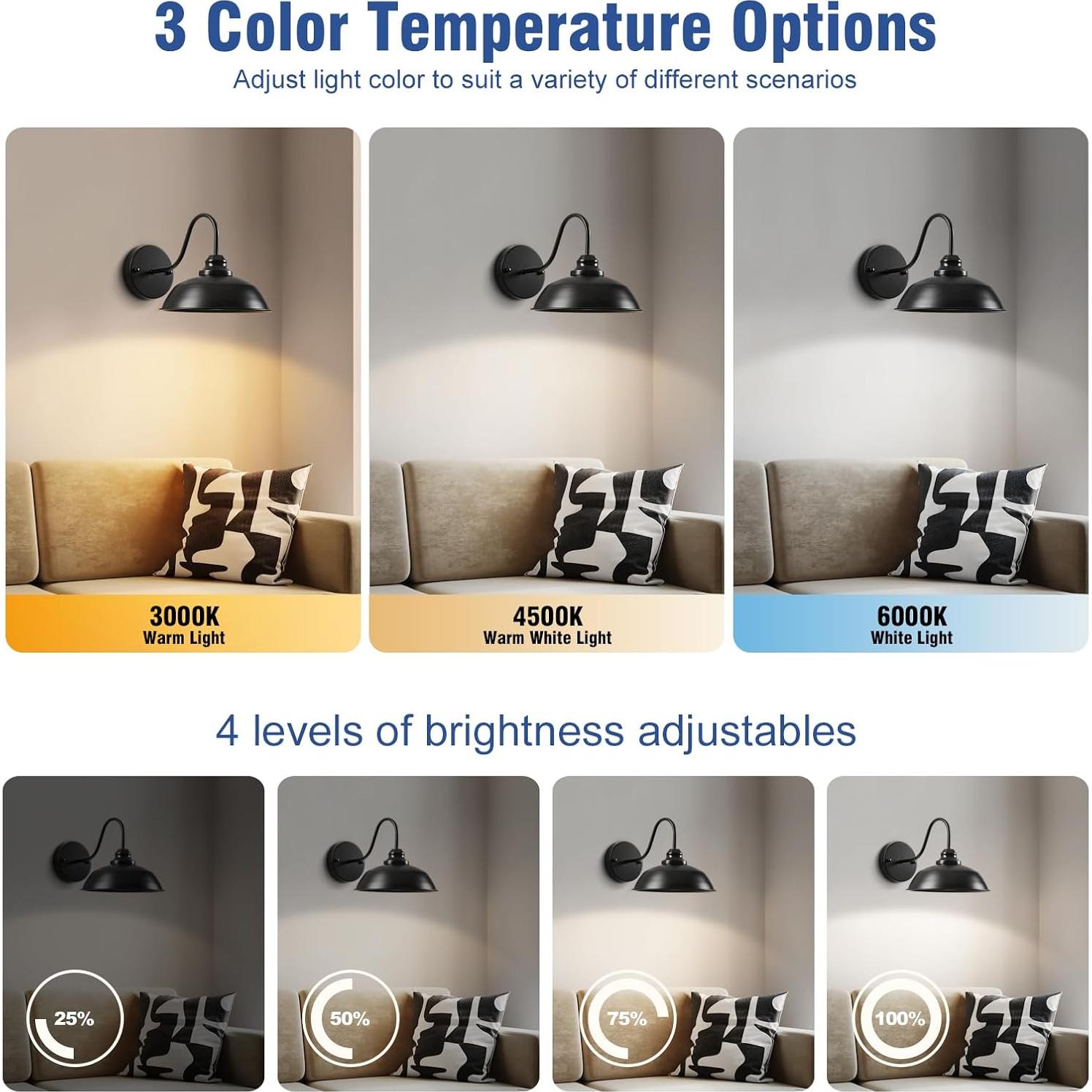 Juego de 2 Apliques de Pared Inalámbricos Weaboopre Vintage