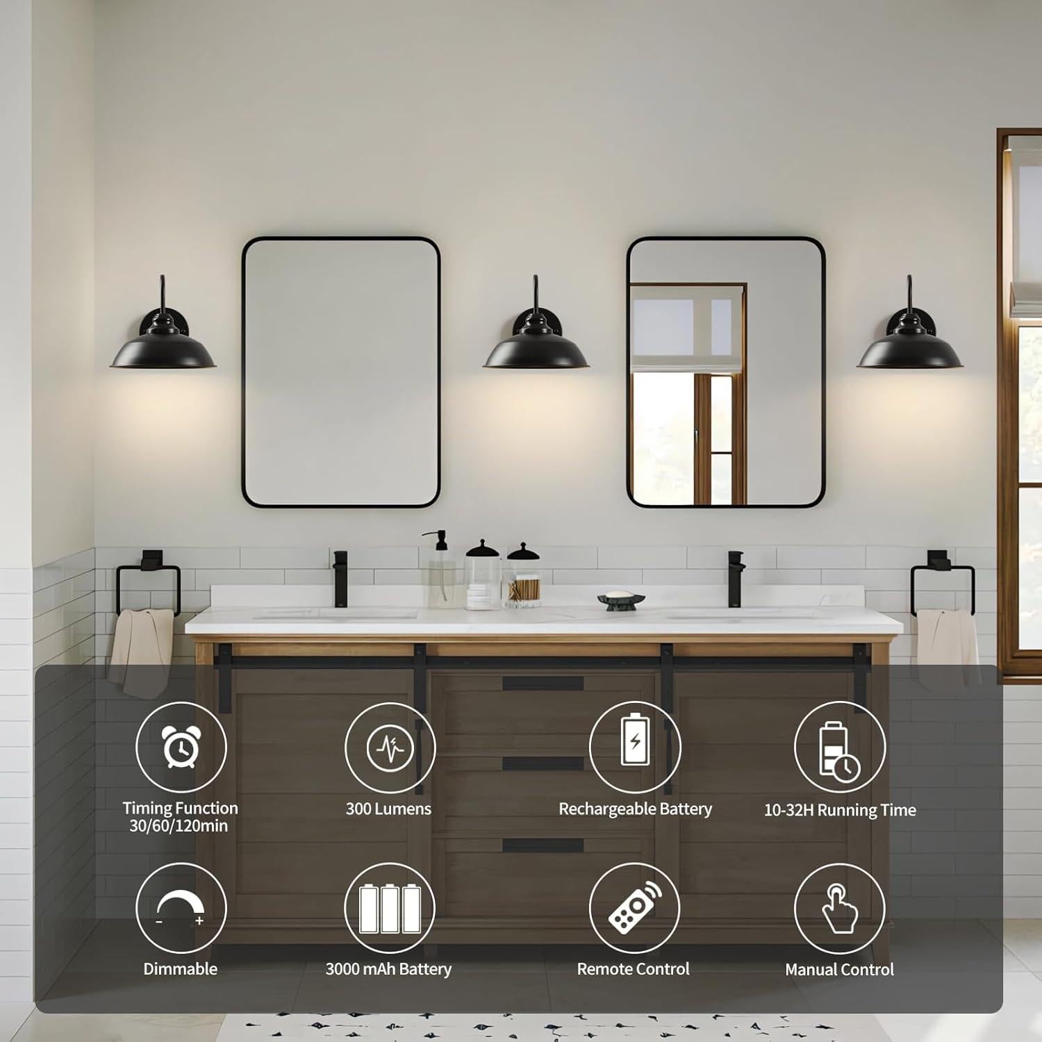 Juego de 2 Apliques de Pared Inalámbricos Weaboopre Vintage