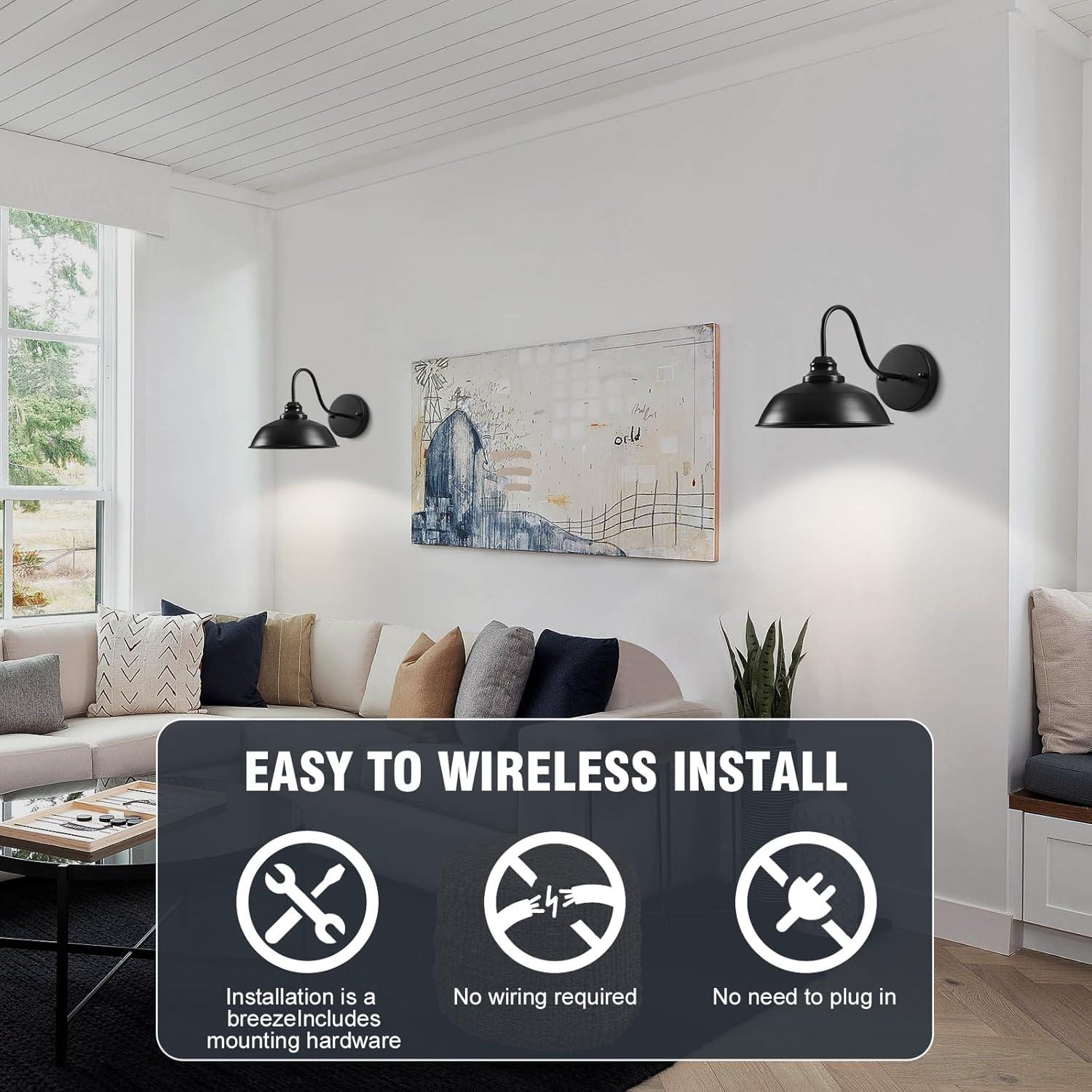 Juego de 2 Apliques de Pared Inalámbricos Weaboopre Vintage