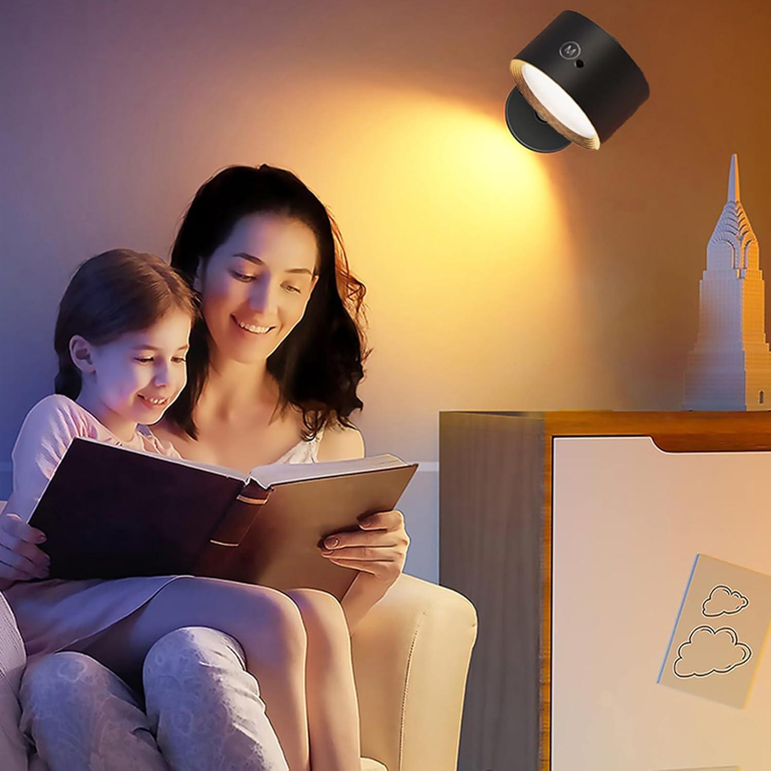 Aplique de Pared LED Magnético Yuewilai 2PCS Negro Regulable