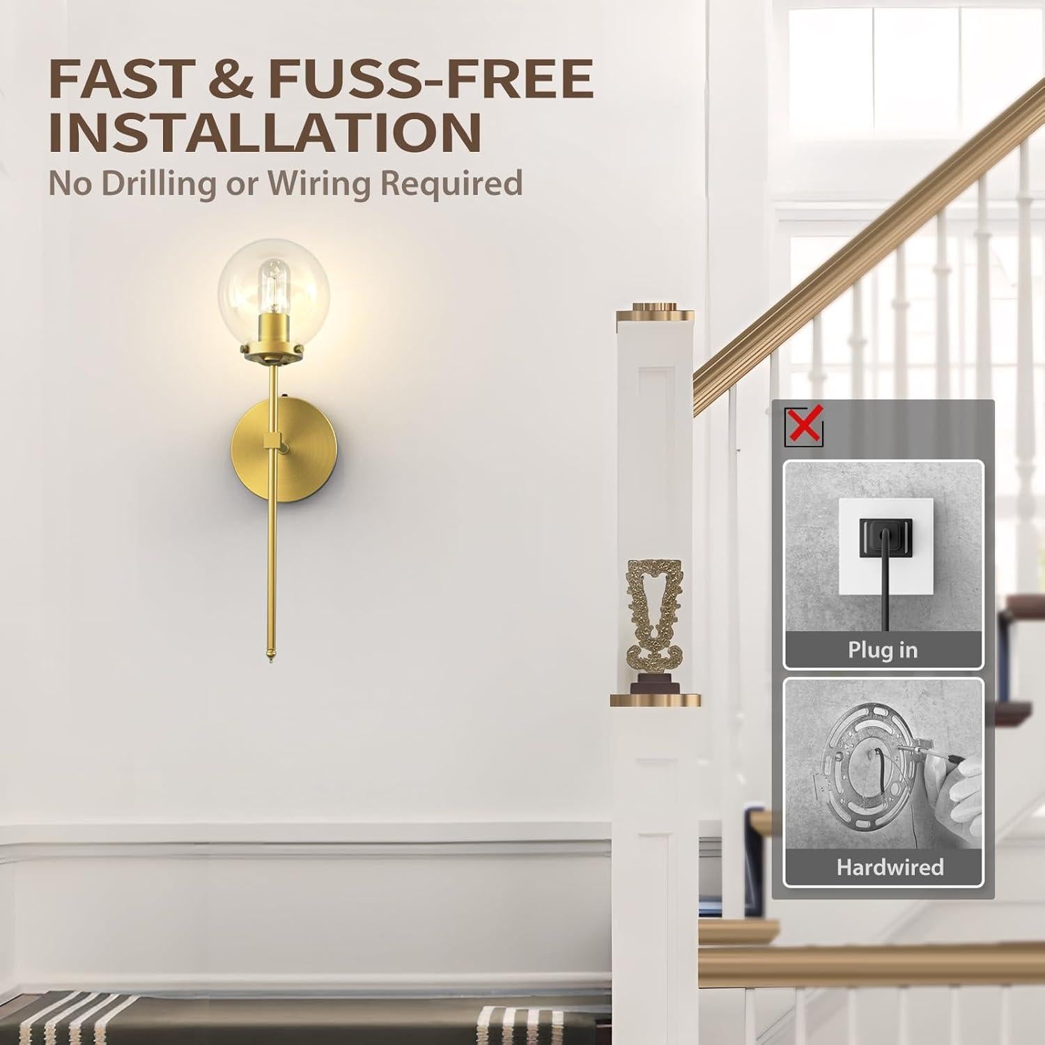 Aplique de Pared HYMELA C03 Batería Recargable Dorado 15x22cm