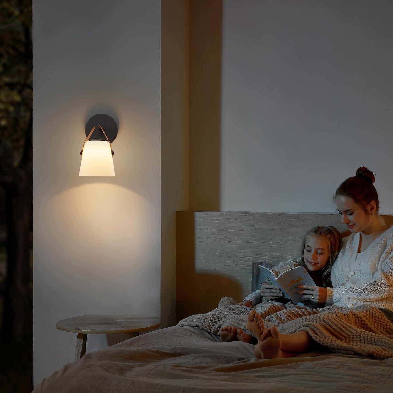 Juego de 2 apliques de pared recargables Weaboopre RGB