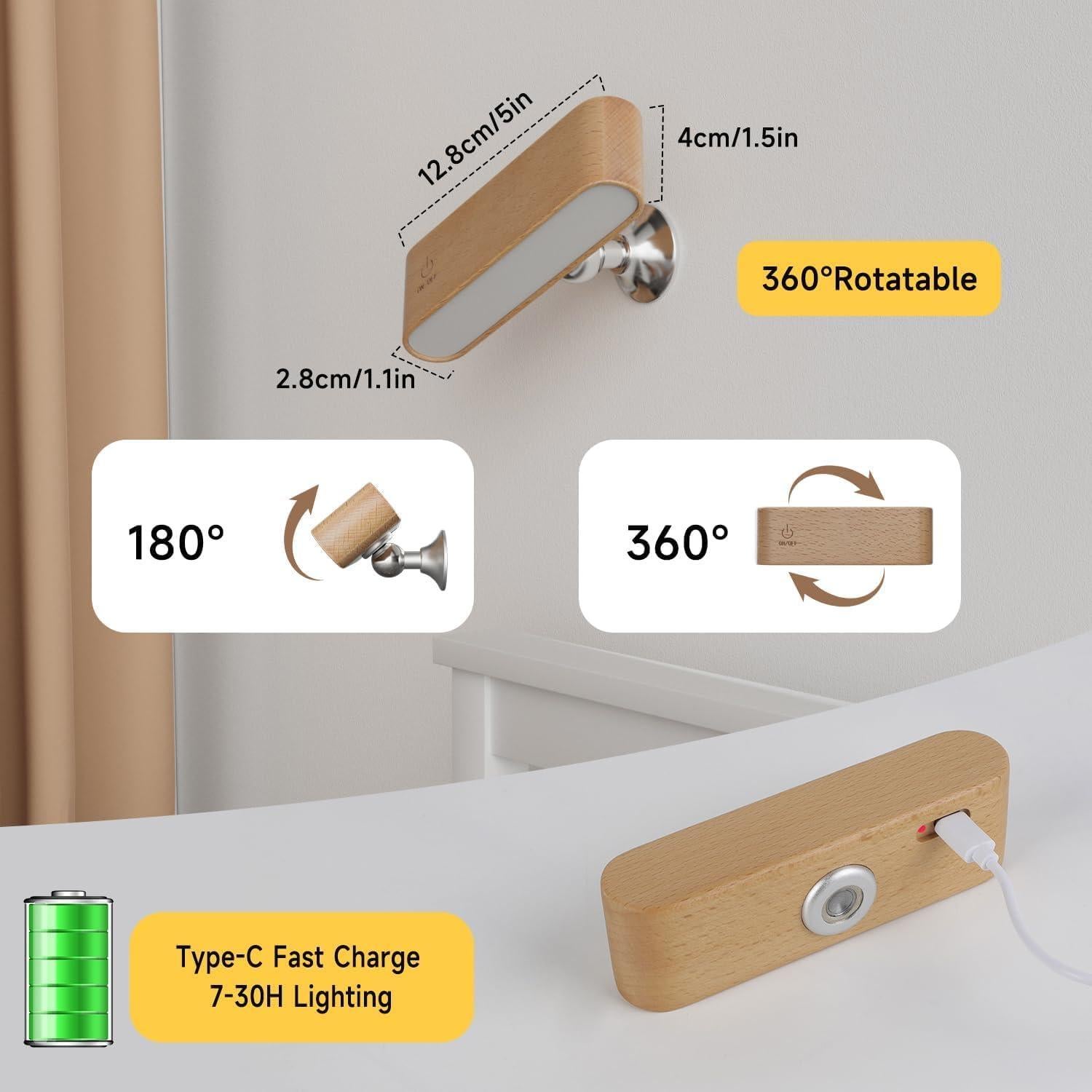 Aplique de Pared Inalámbrico Electight con Control Remoto 360°