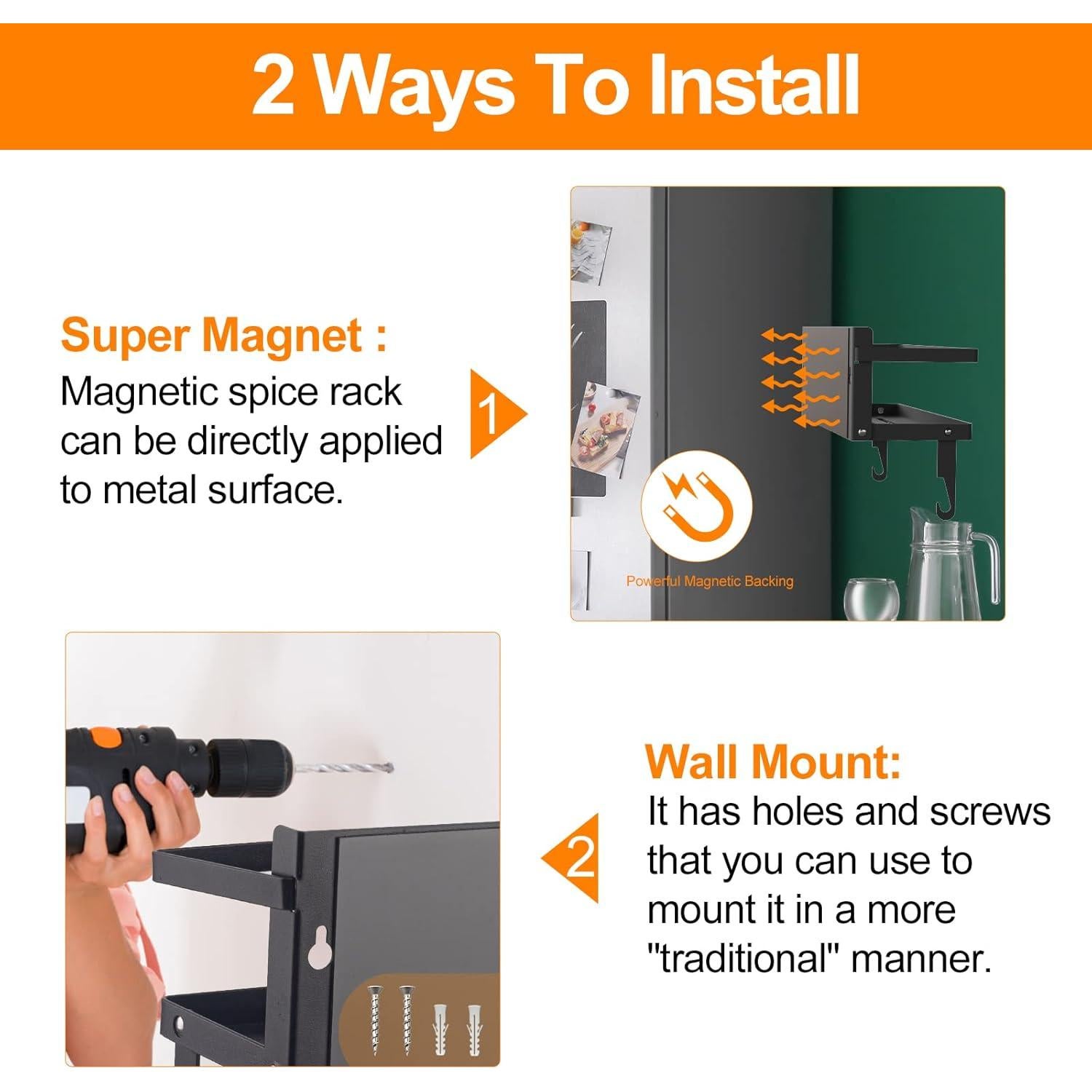 Estante Magnético Plegable ARVINKEY para Especias 30x11cm