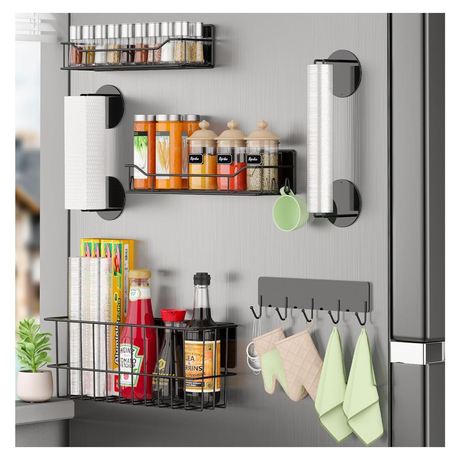 Estante Magnético para Especias Minicloss - 6 Piezas, Negro
