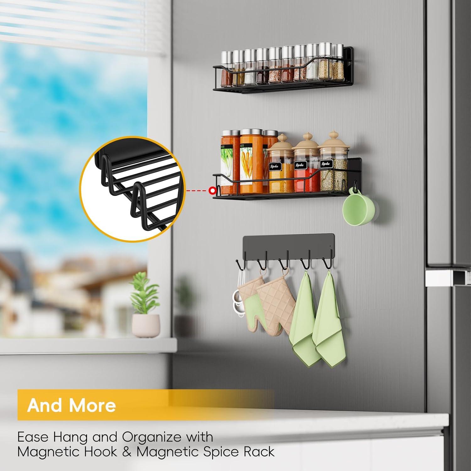 Estante Magnético para Especias Minicloss - 6 Piezas, Negro