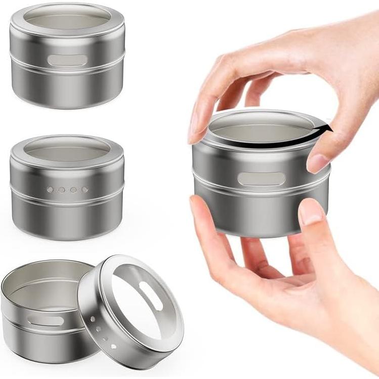 Juego de 8 Latas Magnéticas para Especias Vetacsion con Etiquetas