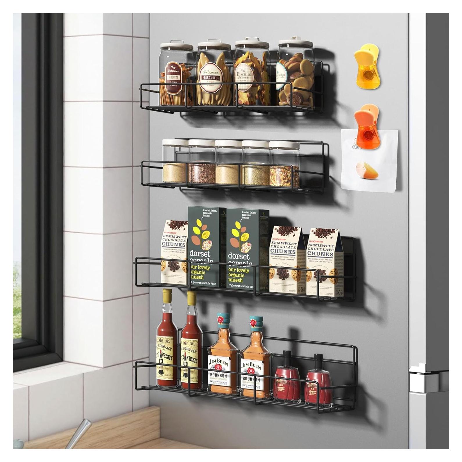 Organizador de Especias Magnético Zyerch - 4 Estantes, Negro