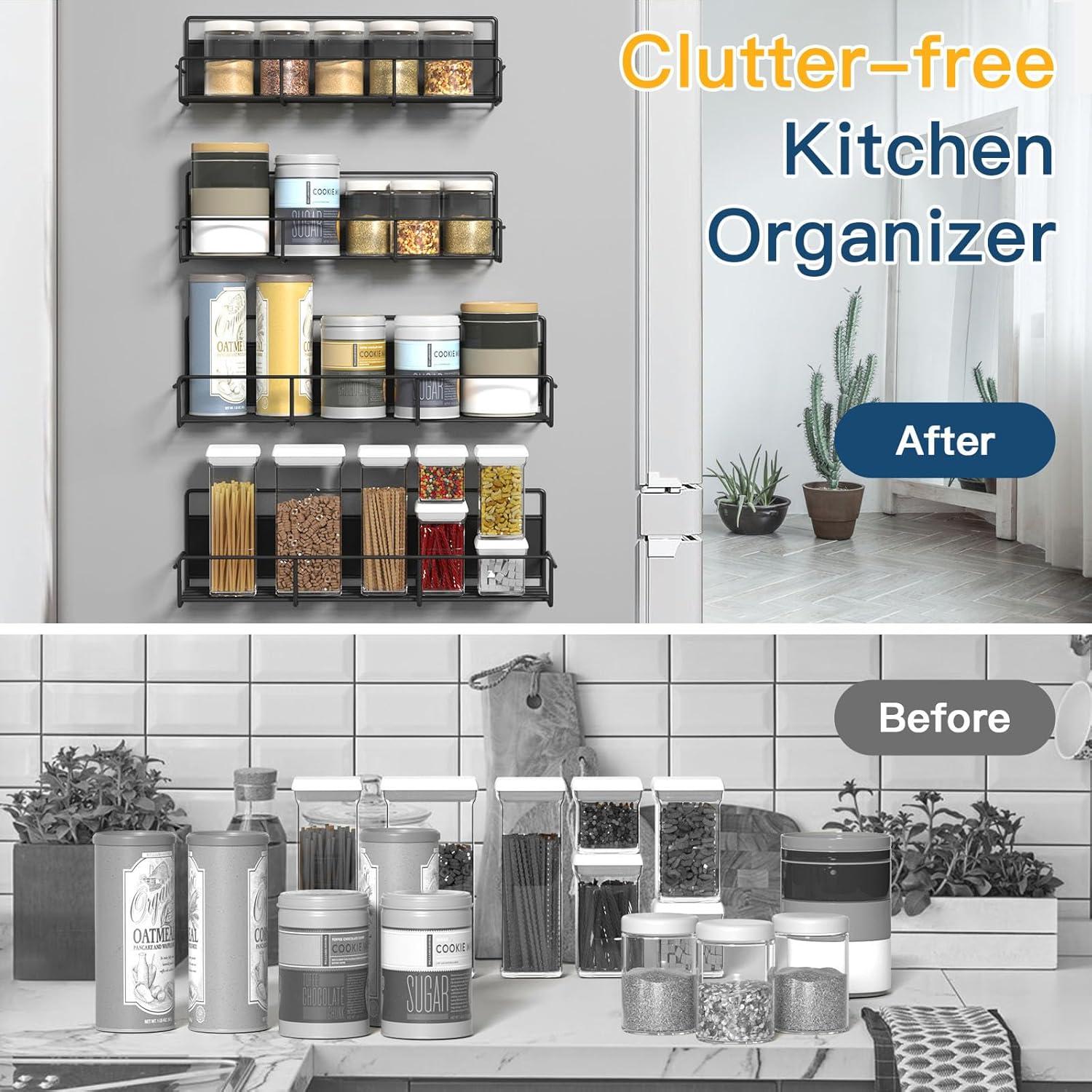 Organizador de Especias Magnético Zyerch - 4 Estantes, Negro