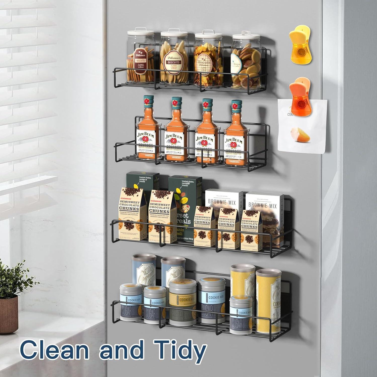 Organizador de Especias Magnético Zyerch - 4 Estantes, Negro