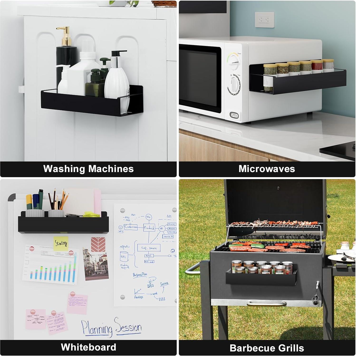 Estante Magnético para Especias Homaxy - 4 Piezas Negro