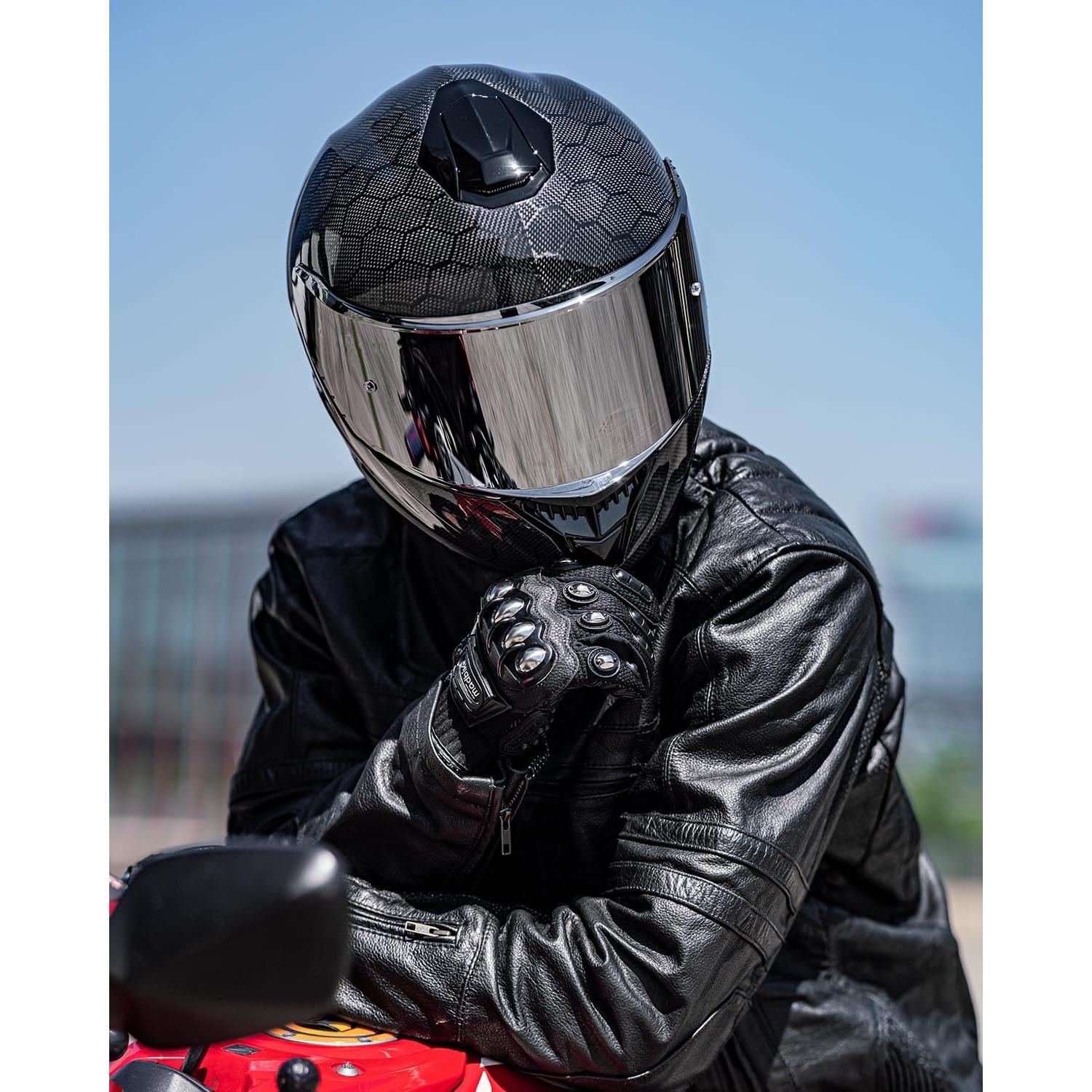 Casco ILM Fibra de Carbono Modelo 861C Doble Visor Grande