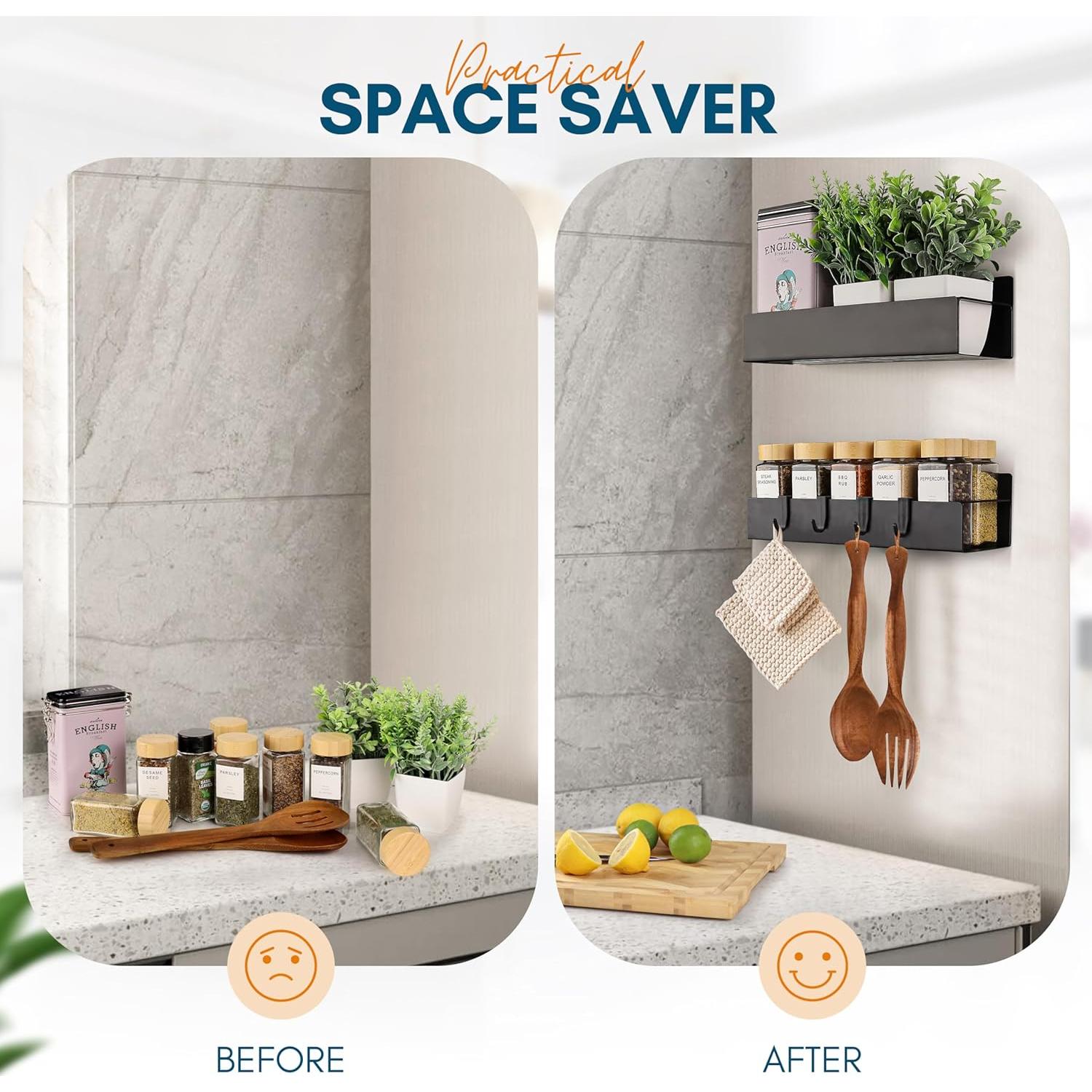 Estante Magnético para Especias Como LA - Paquete de 2 con Ganchos