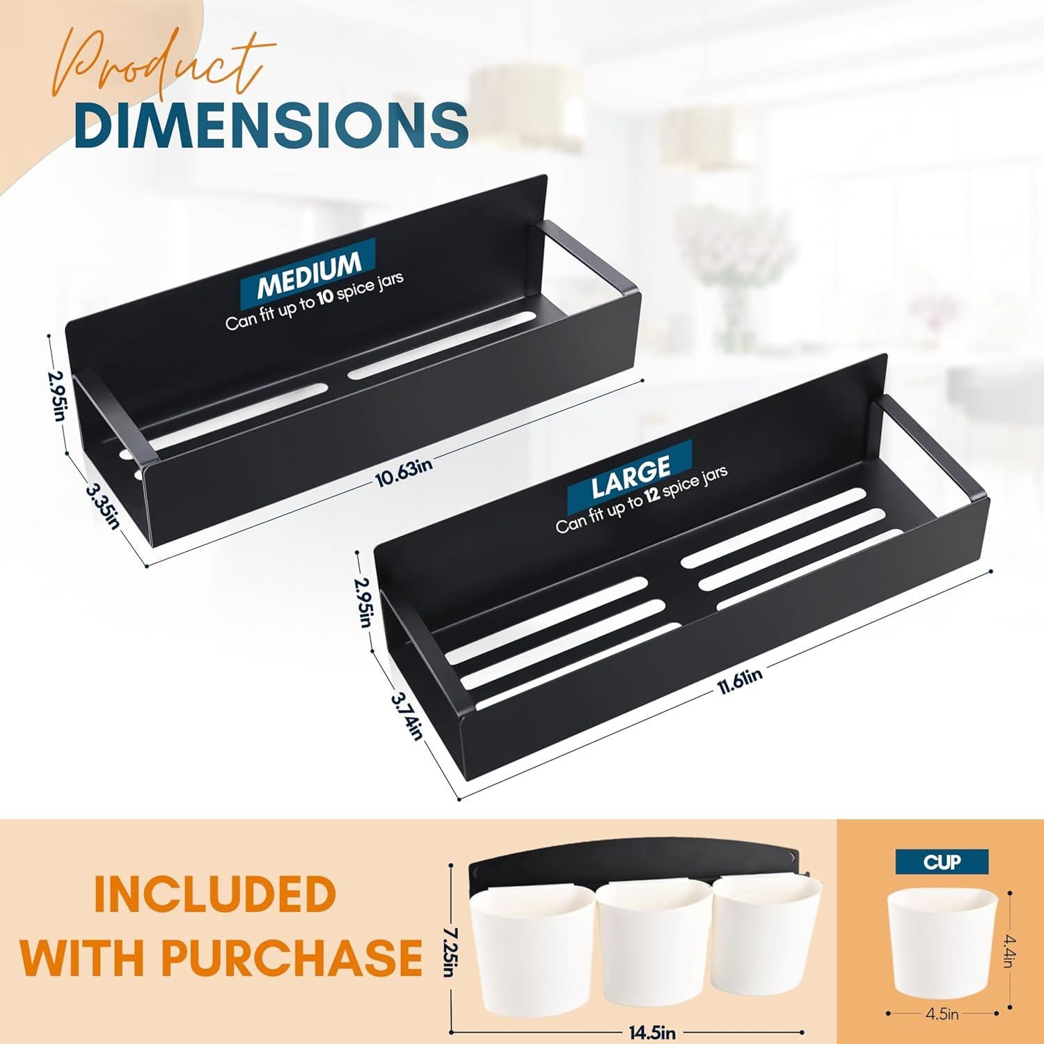 Estante Magnético para Especias Como LA - Paquete de 2 con Ganchos