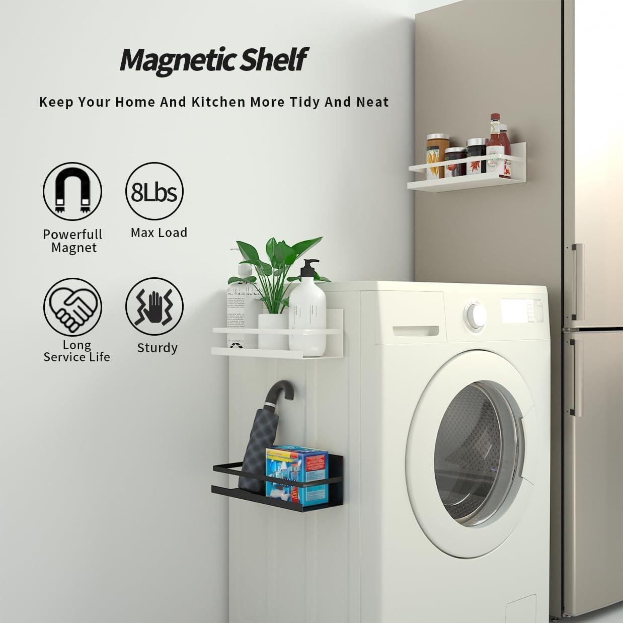 Estantes Magnéticos YJSMO para Refrigerador - 2 Piezas, Blanco