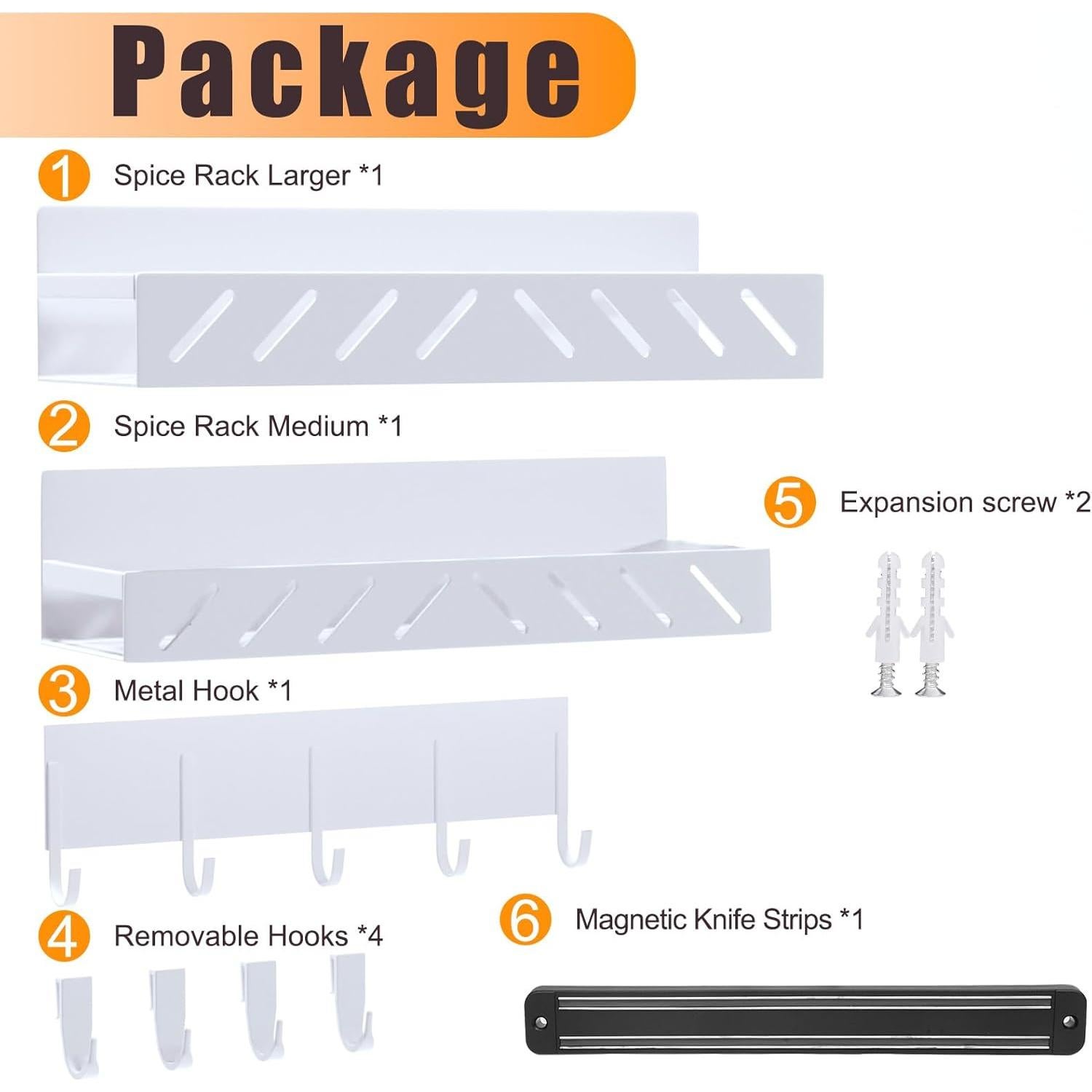 Estante Magnético para Especias FullyWarms - Paquete de 4 Blancos