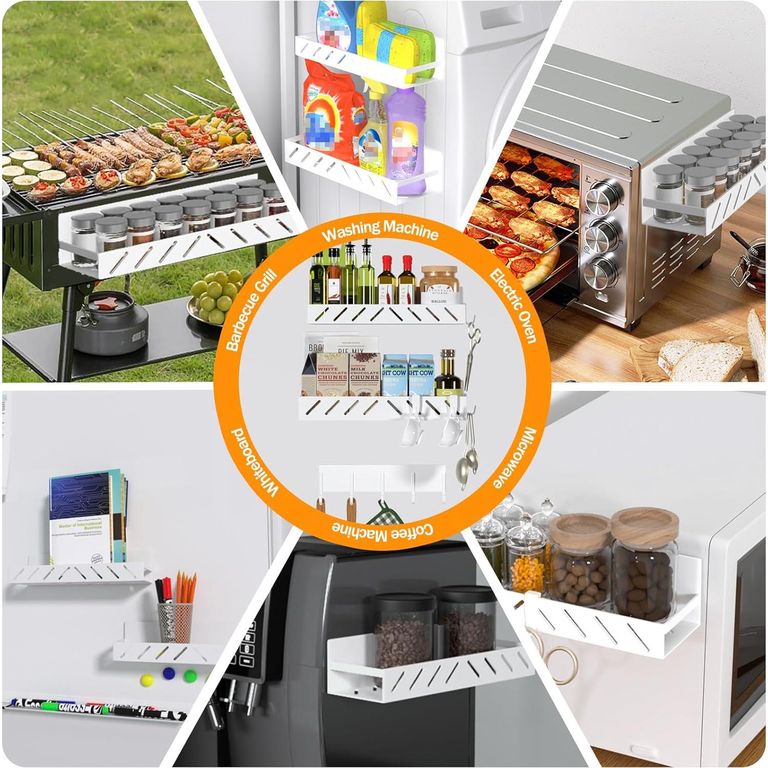 Estante Magnético para Especias FullyWarms - Paquete de 4 Blancos