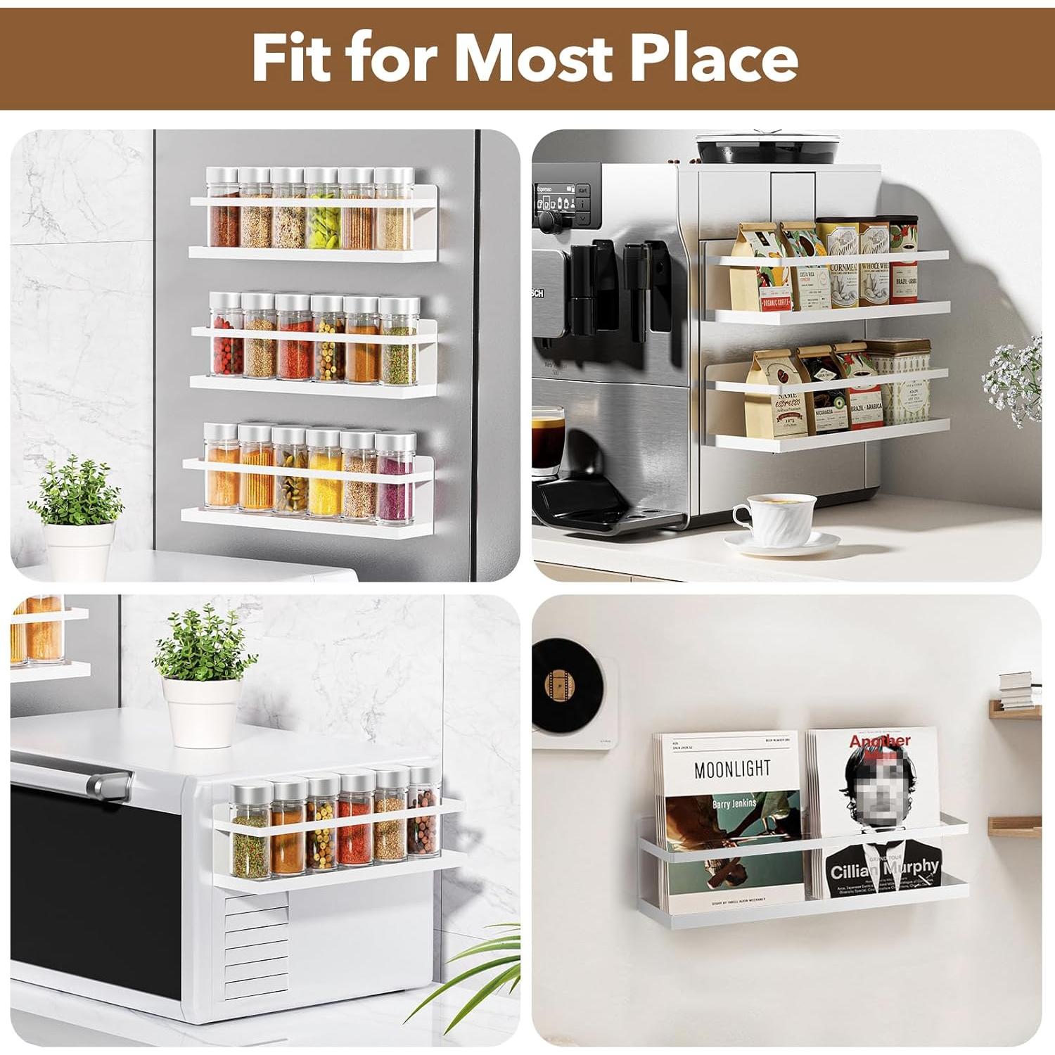 Estante Magnético para Especias VANPET 30x6x6 cm Blanco