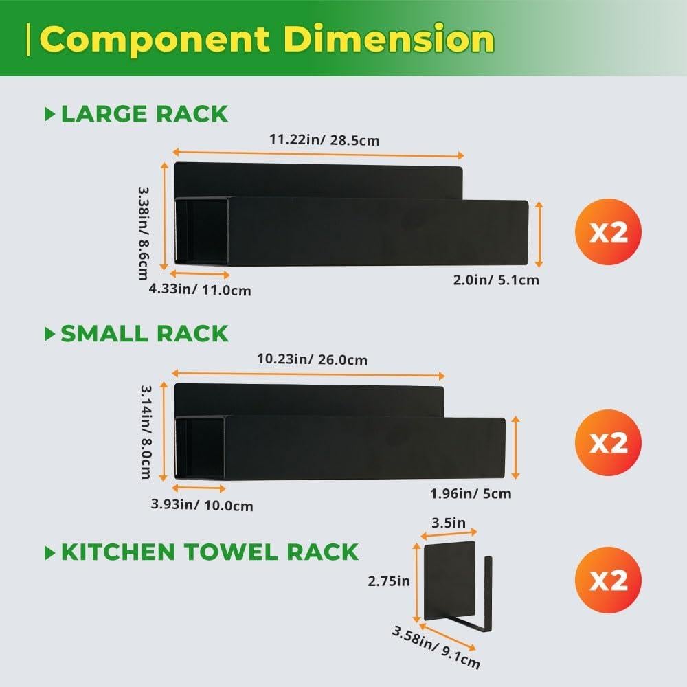 Juego de Estantes Magnéticos EUNOMOS para Especias - 4 Piezas