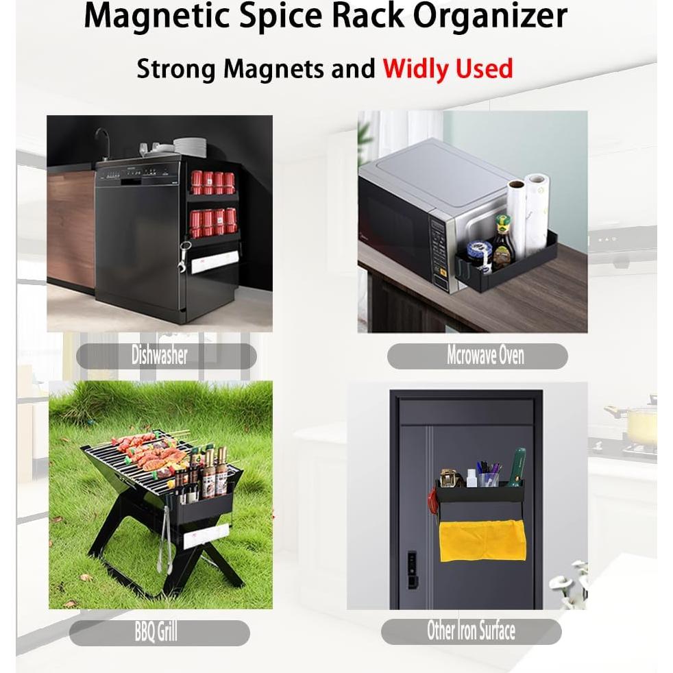 Estante Magnético para Especias WHALEZZ 30x11x17 cm Negro