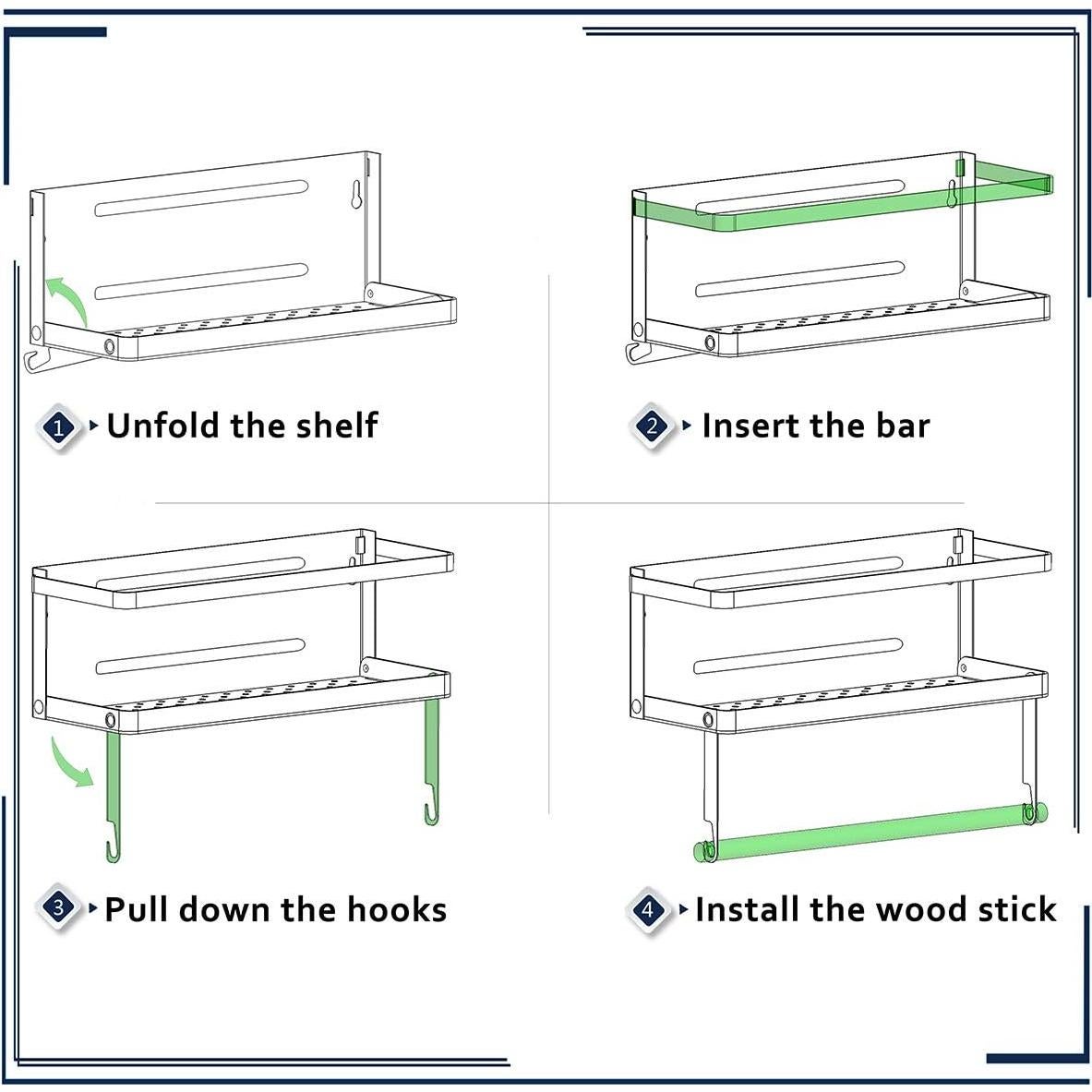 Estante Magnético Plegable Thipoten 2-en-1 para Cocina Negro