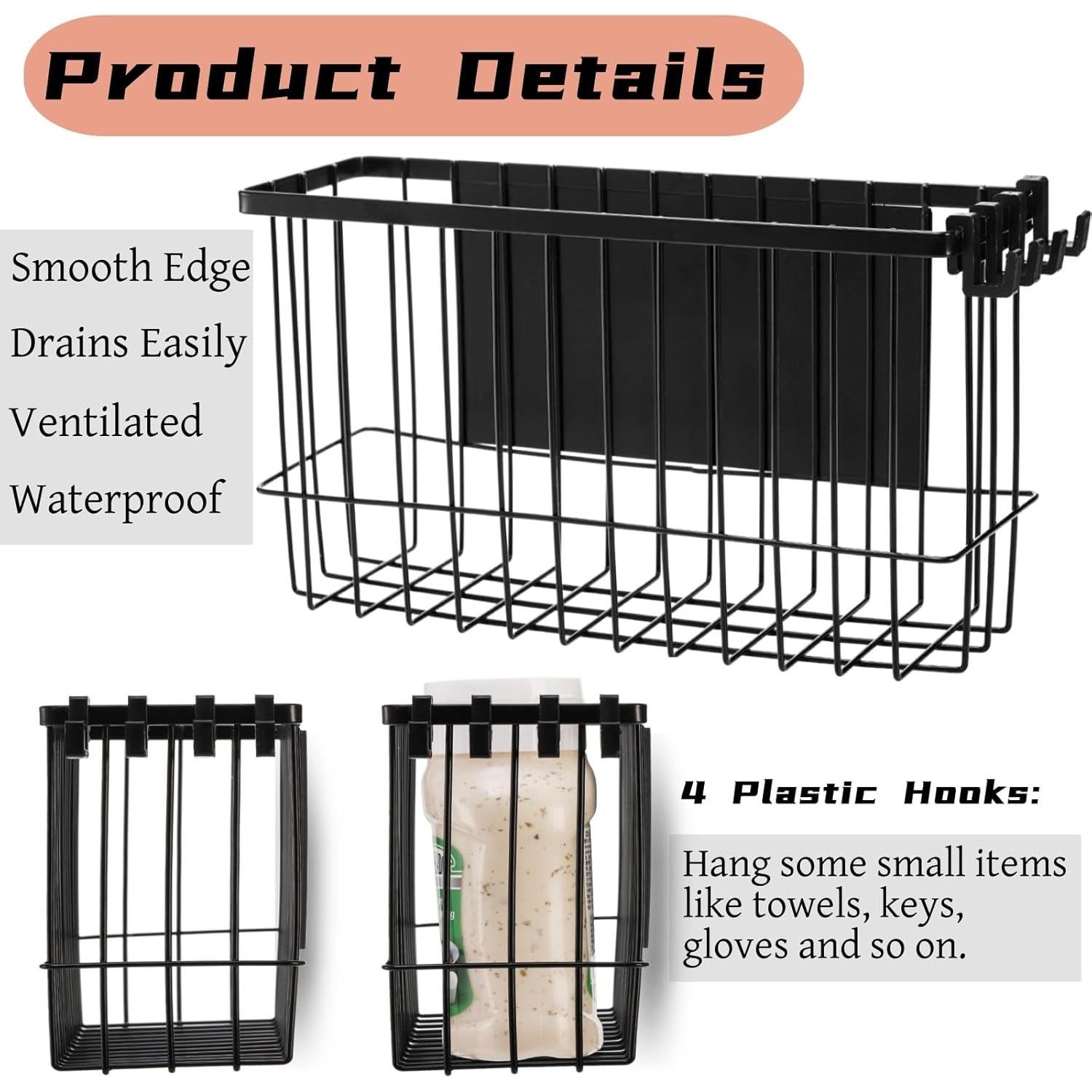 Paquete de 2 Cestas Magnéticas para Refrigerador Tlence 25.4x15.2cm