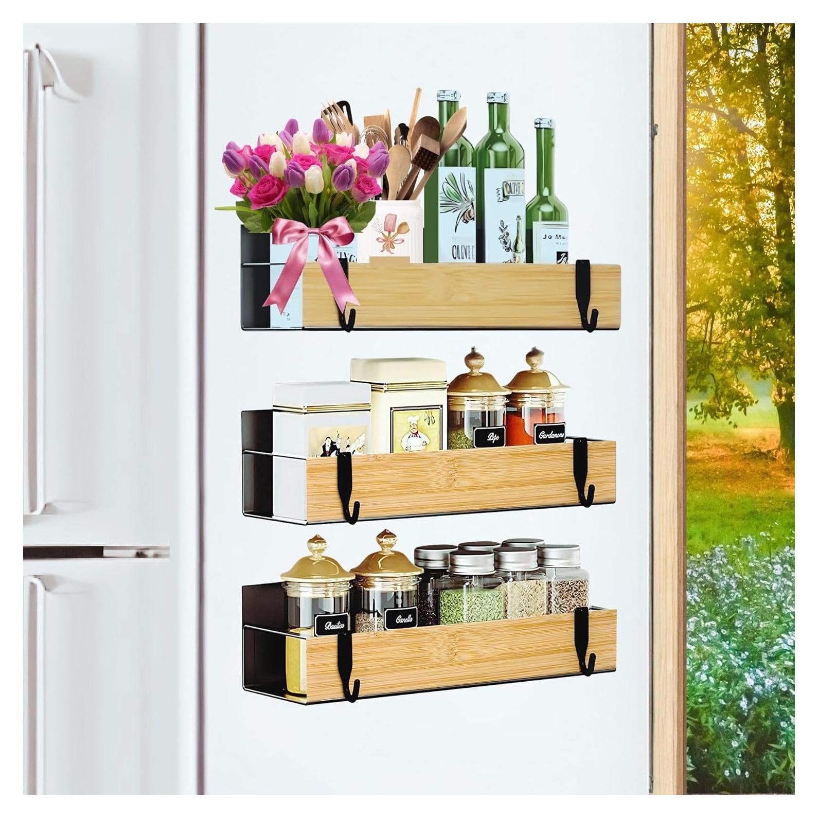 Estante Magnético para Especias WY Family - 3 Estantes, Negro