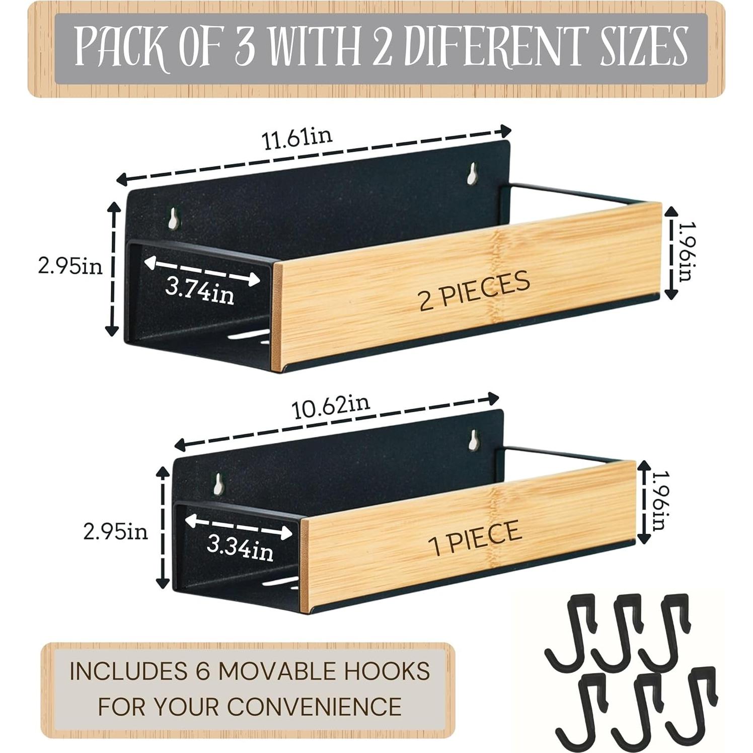 Estante Magnético para Especias WY Family - 3 Estantes, Negro