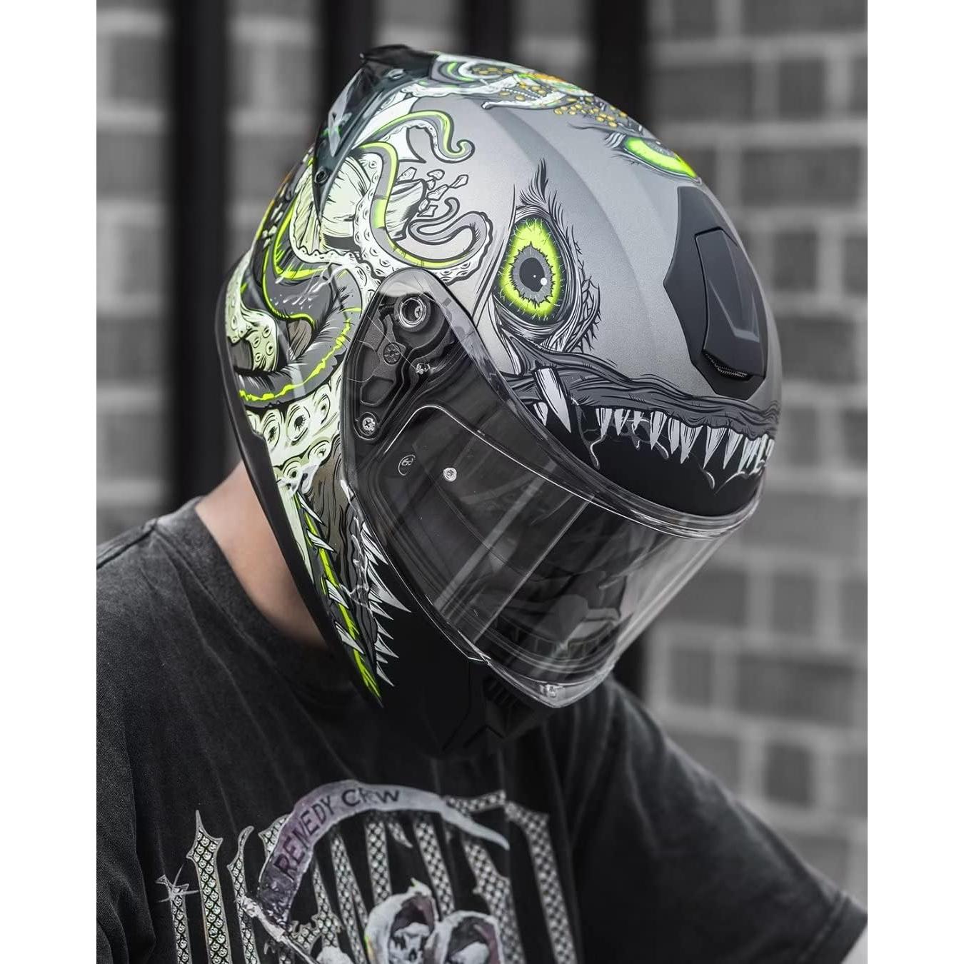 Casco Integral ILM 861A Doble Visera Verde Grande