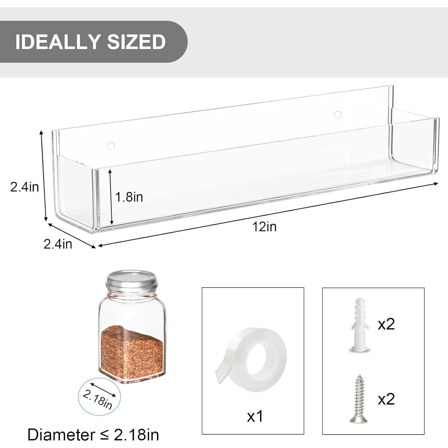 Organizador de Especias Acrílico Adhesivo PMMASTO 2 Paquete 30 cm