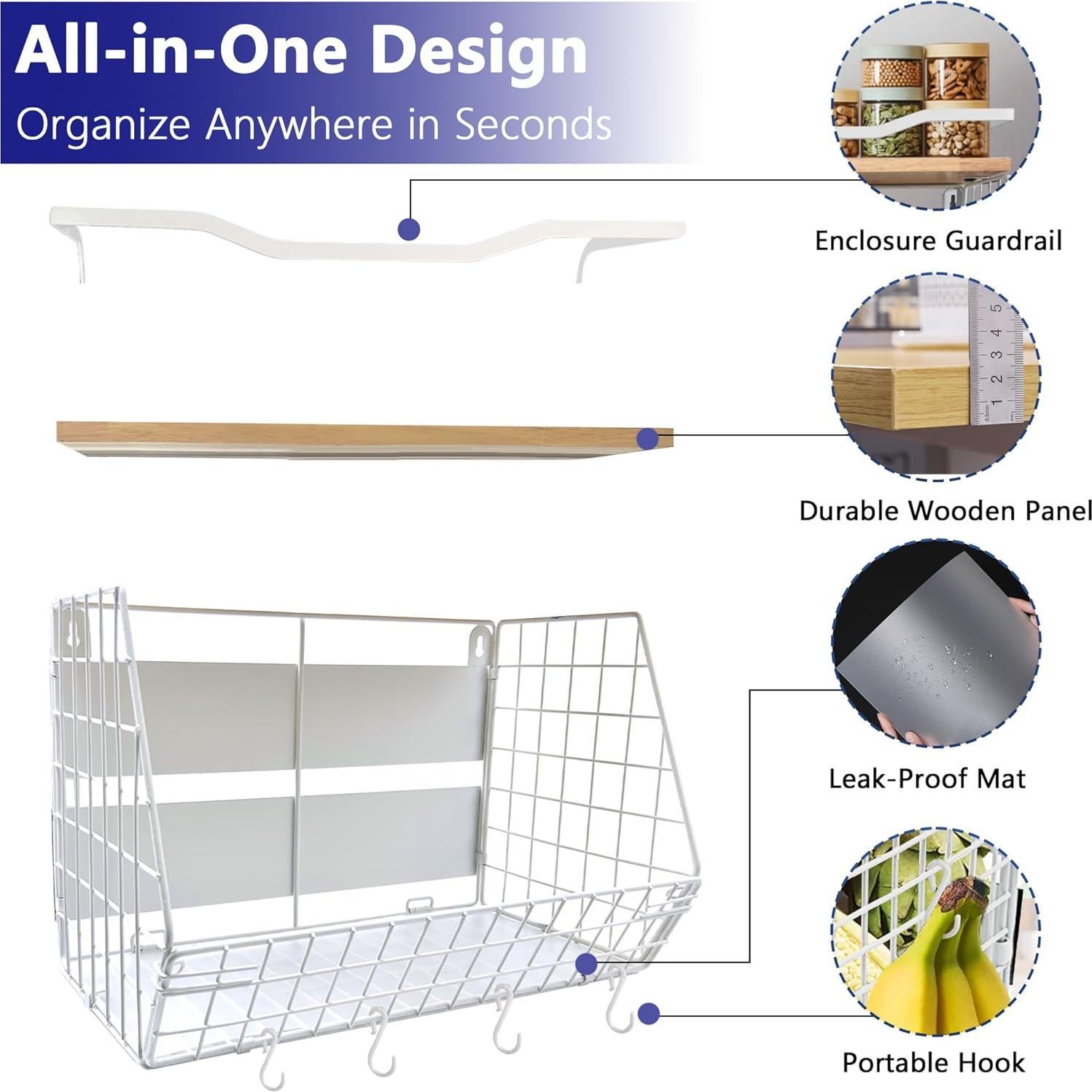 Estante Magnético bealy para Refrigerador 35.1x29.5cm Blanco
