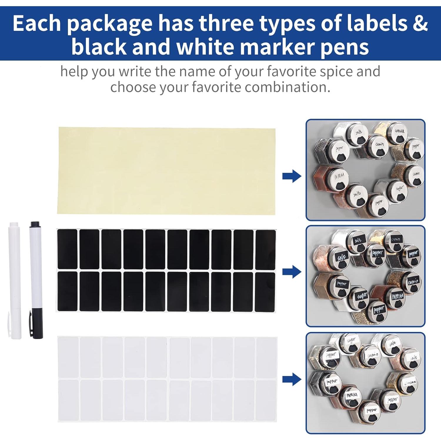 10 Tarros de Especias Magnéticos OPTWISELY 5oz Hexagonales