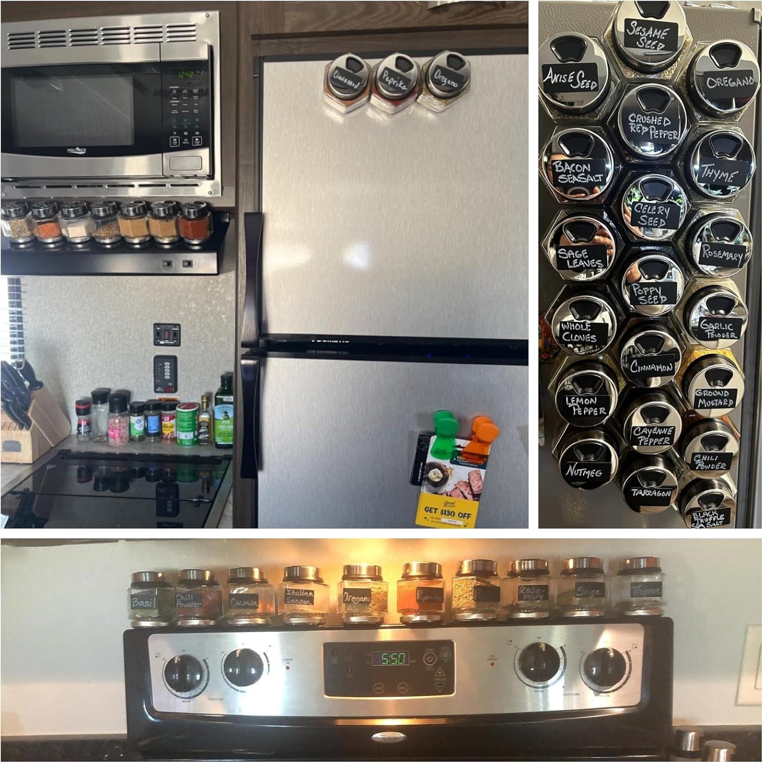 10 Tarros de Especias Magnéticos OPTWISELY 5oz Hexagonales