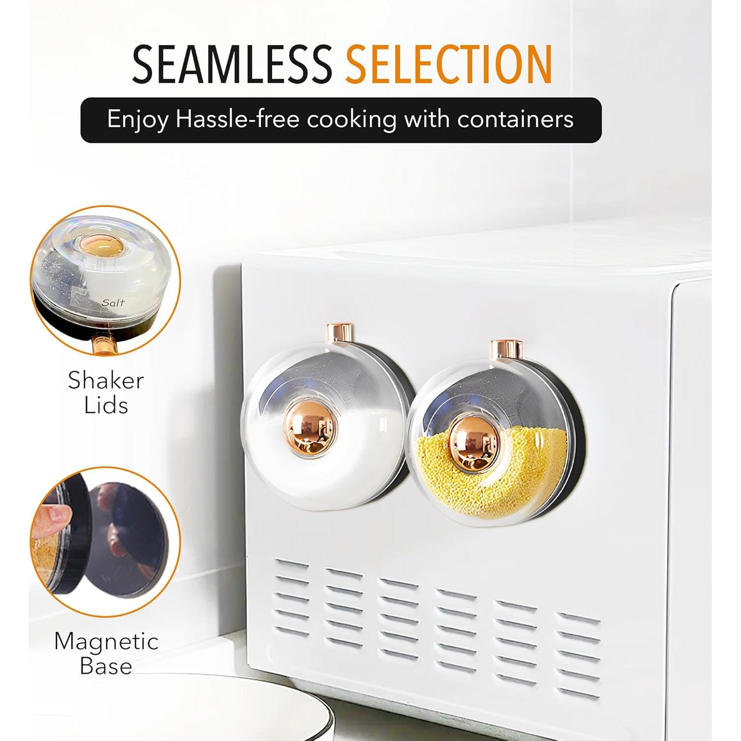 Set de 12 Tarros de Especias Magnéticos TMNovo 118ml Negro