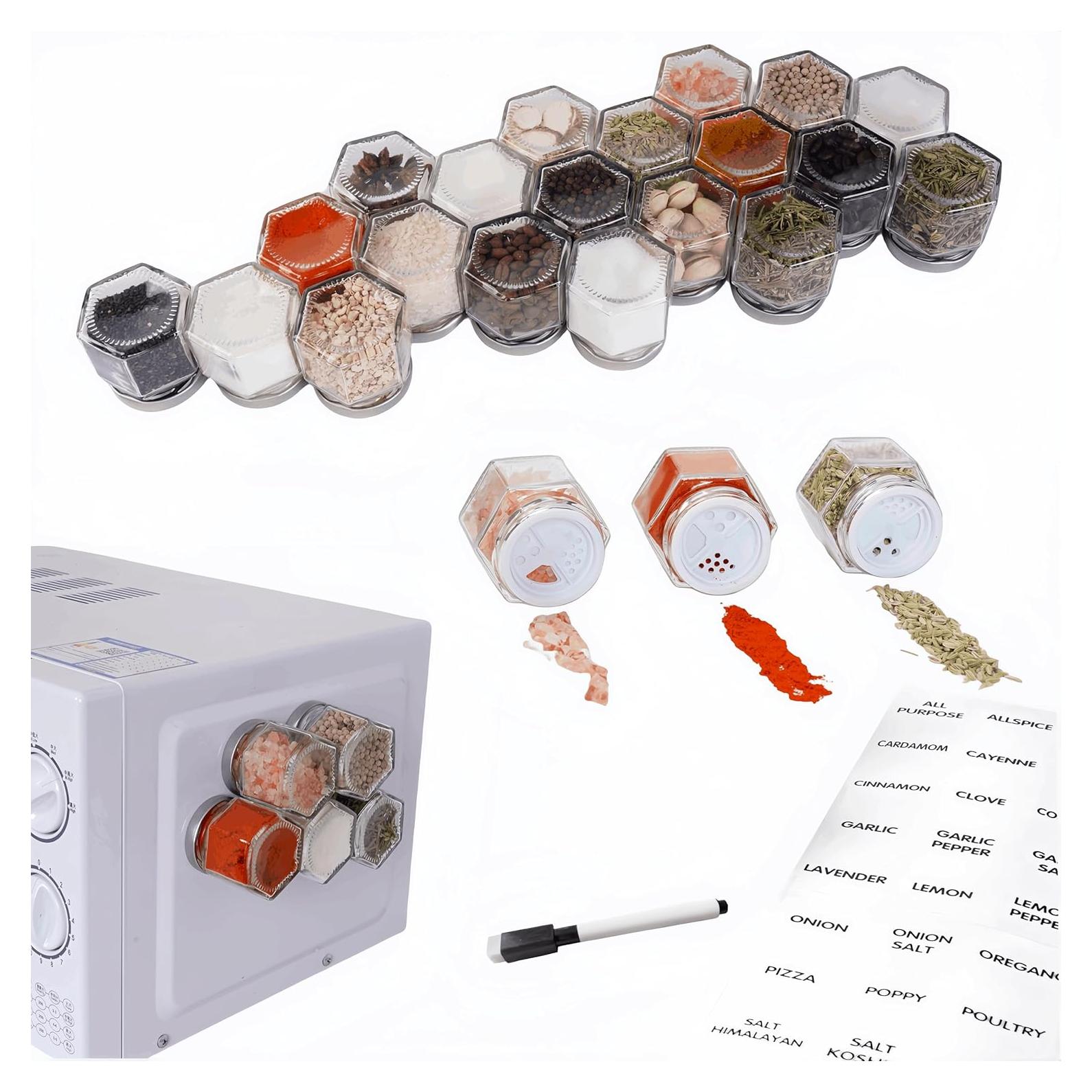 Juego de 20 Tarros de Especias Magnéticos OPTWISELY 62.4g