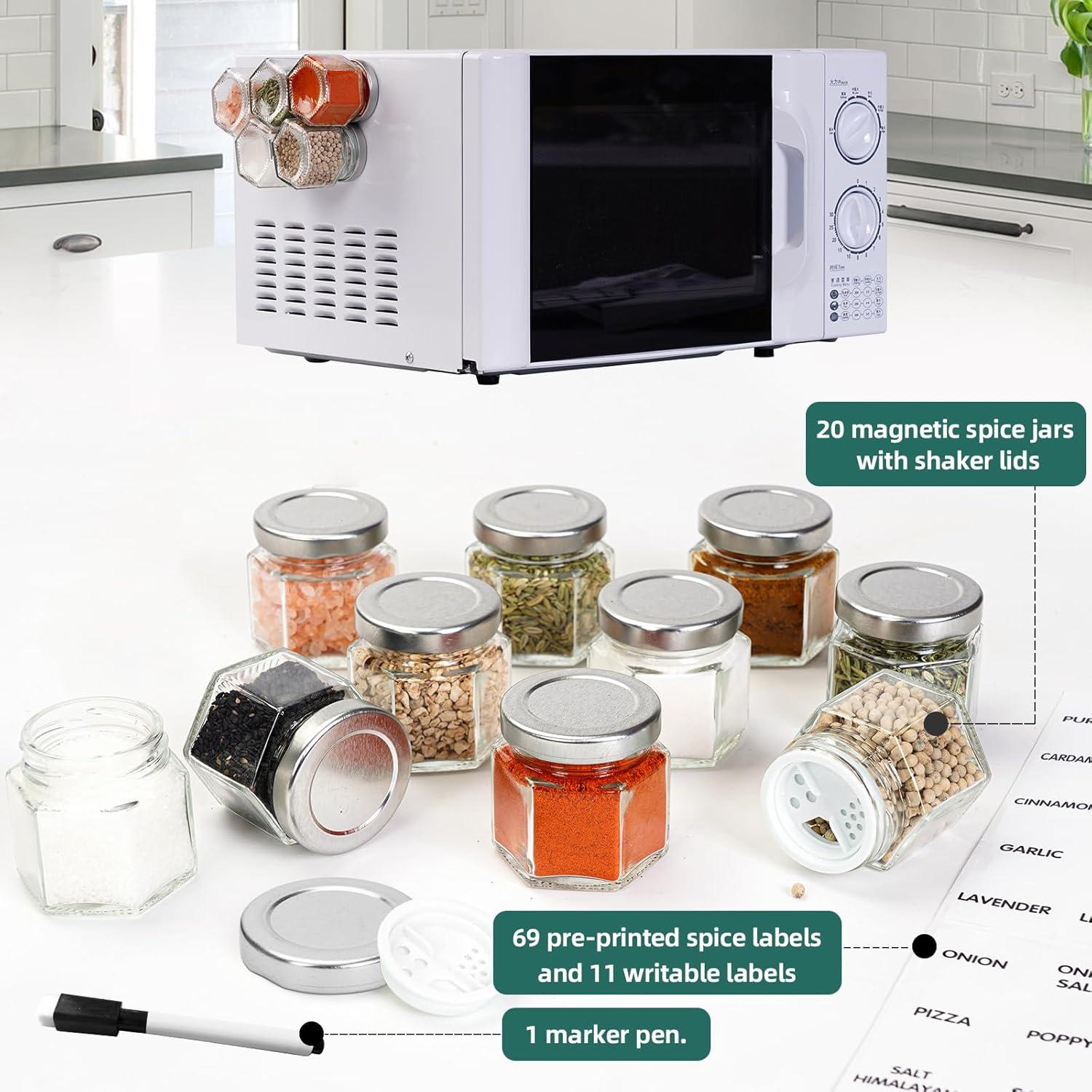 Juego de 20 Tarros de Especias Magnéticos OPTWISELY 62.4g