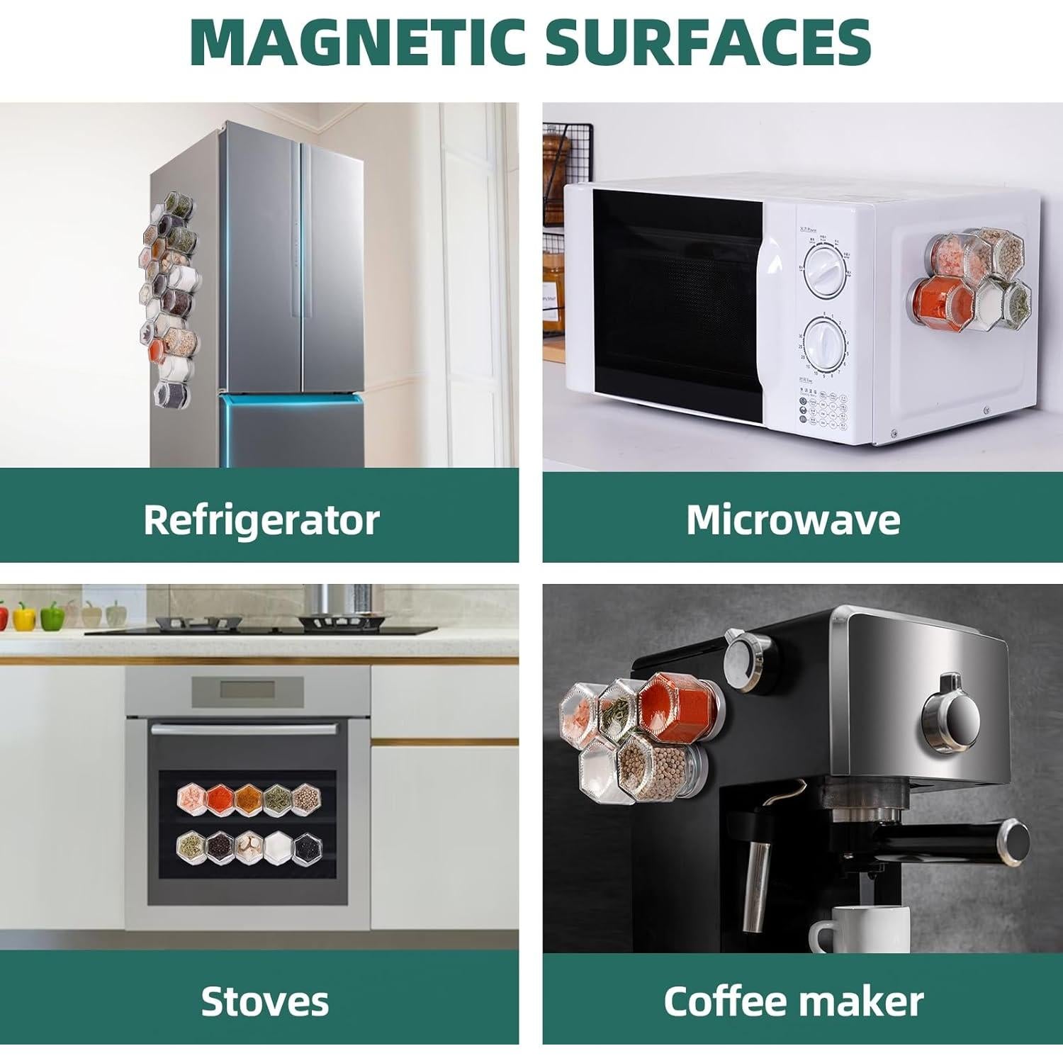 Juego de 20 Tarros de Especias Magnéticos OPTWISELY 62.4g