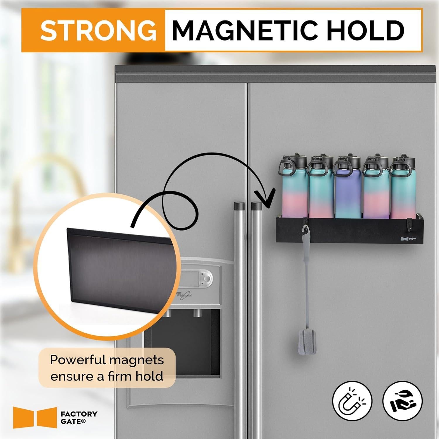 Organizador Magnético de Botellas de Agua FACTORY GATE 40x10 cm