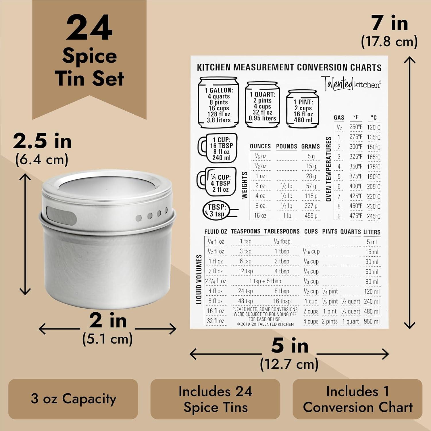 Conjunto de 24 Tarros Magnéticos de Especias 3oz Cocina Talentosa