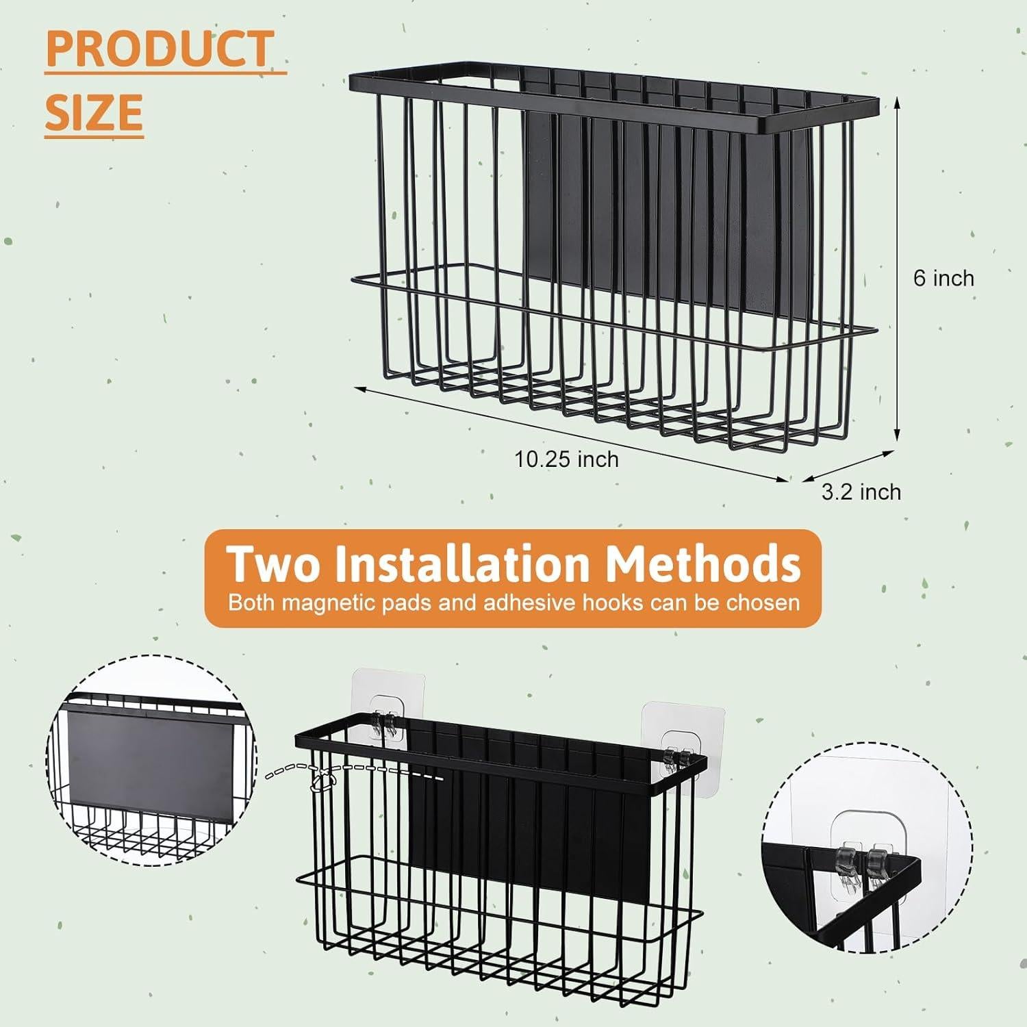 Set de 3 Organizadores Magnéticos para Refrigerador Menkxi Negro