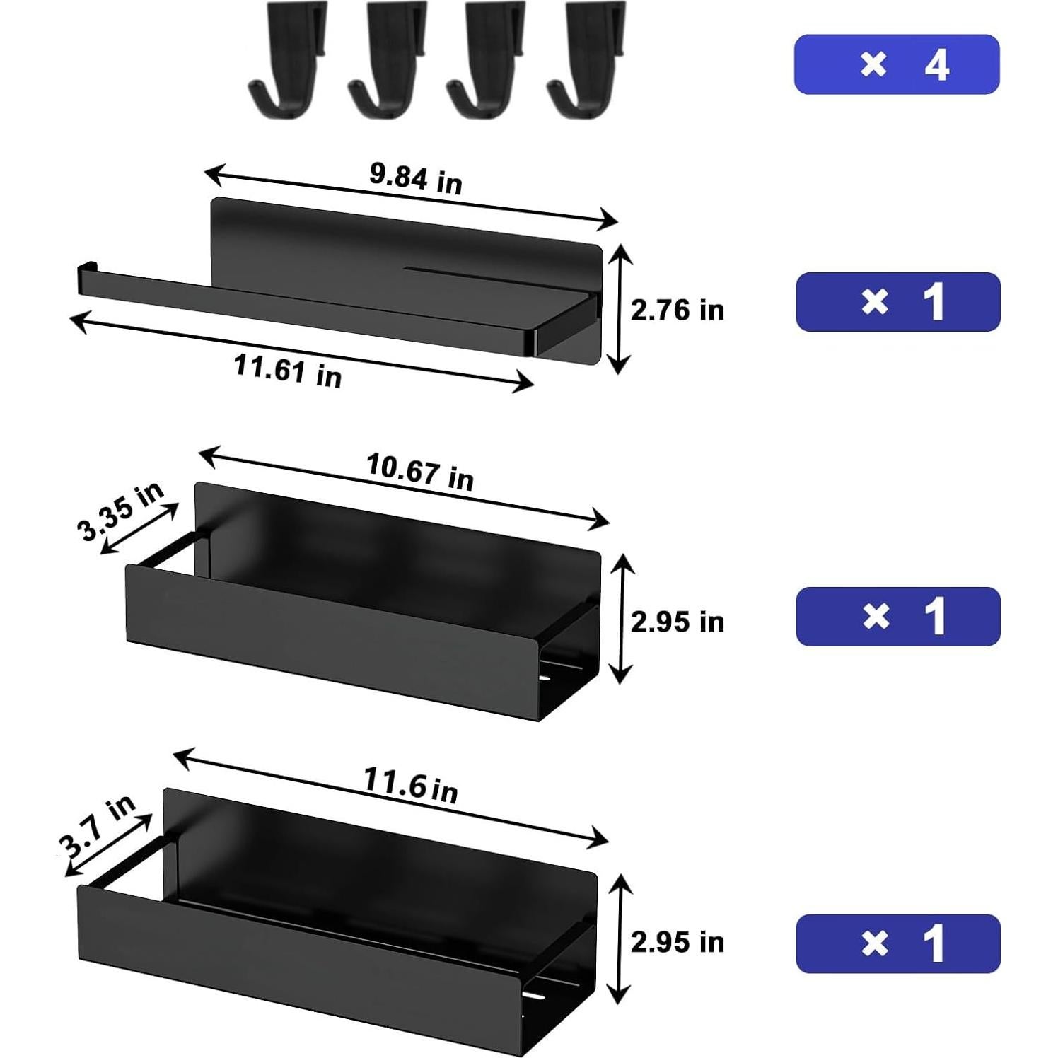 Estante Magnético para Especias Limyaxy - 3 Piezas, Metal Negro